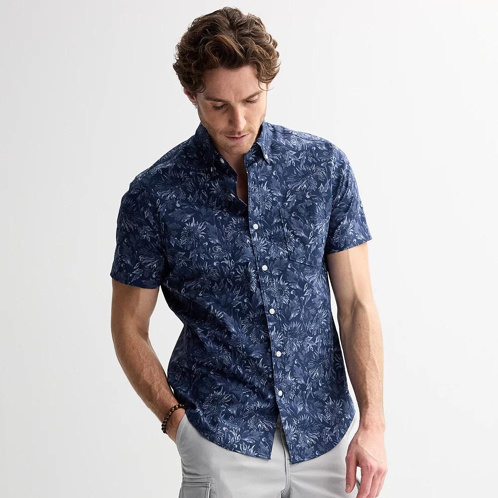 Men's Sonoma Goods For Life® Short Sleeve Perfect Length Button Down Shirt,  Product Image