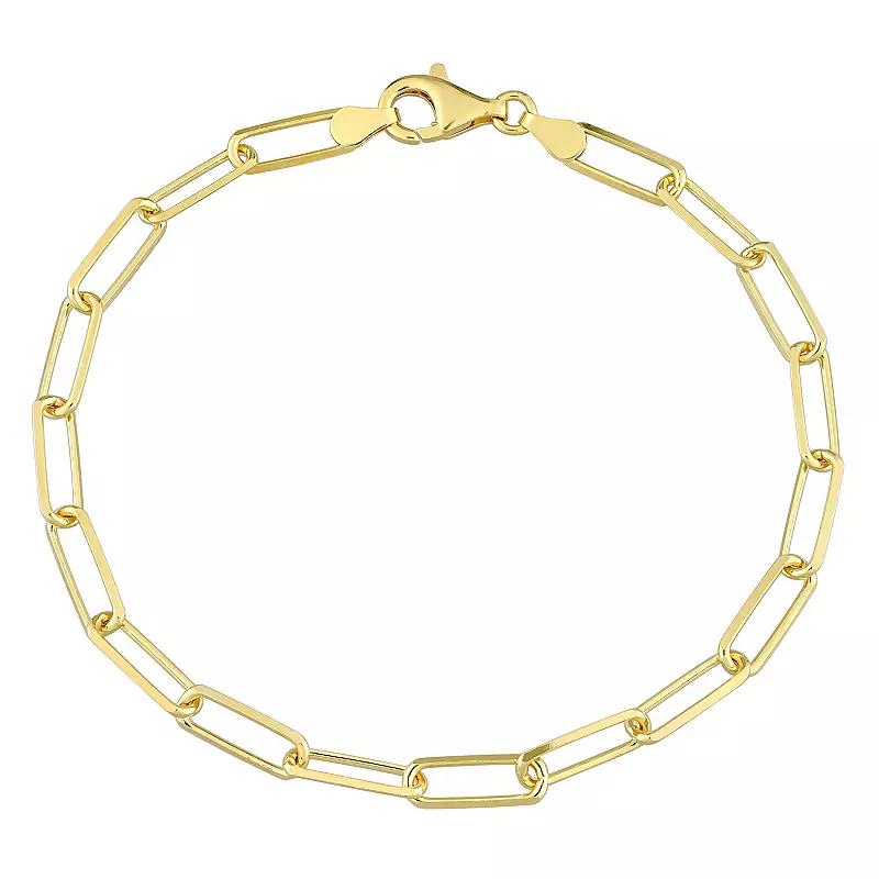 Stella Grace Sterling Silver Fancy Cut Paper Clip Link Chain Bracelet, Mens Gold Tone Product Image