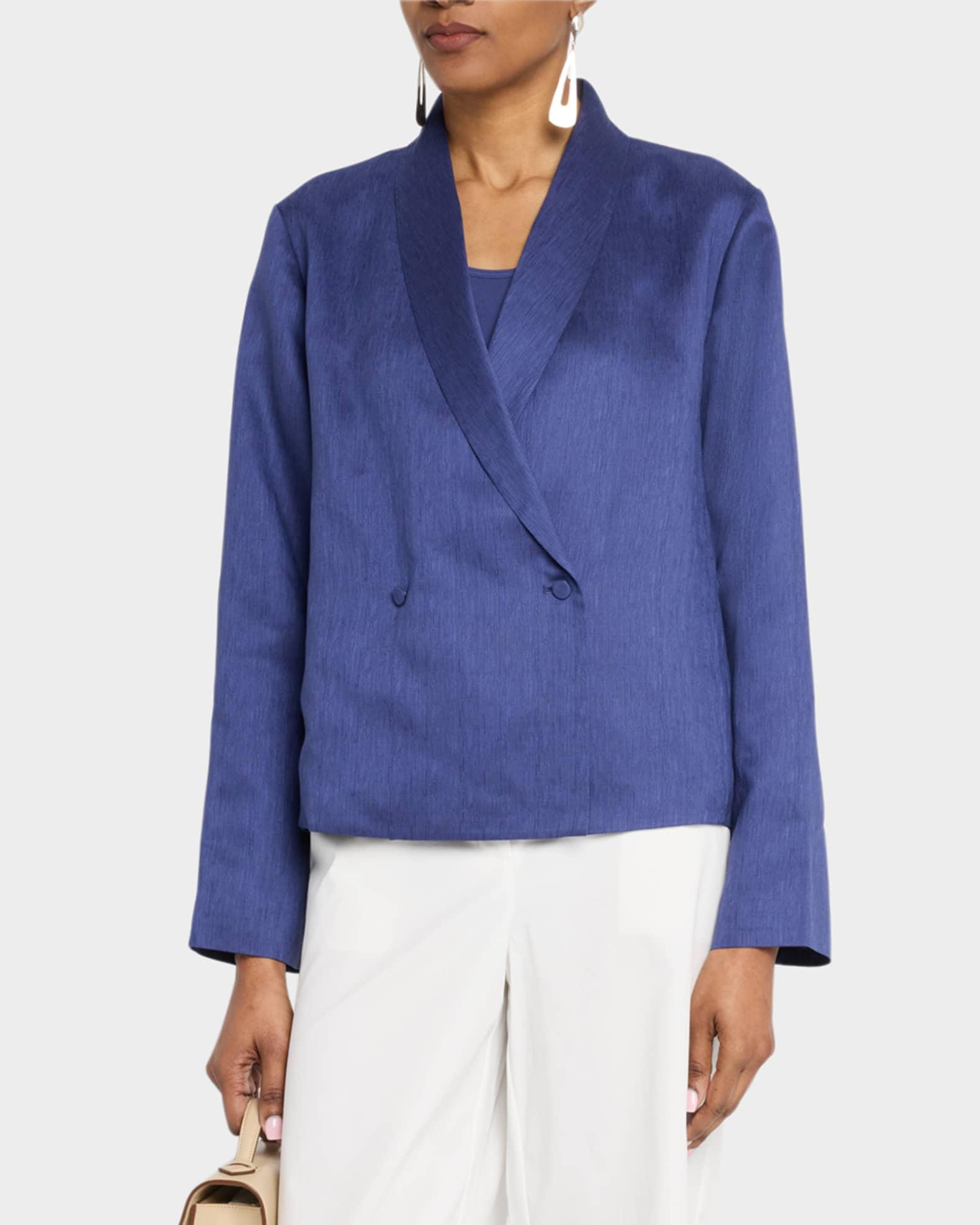 Double-Breasted Textured Silk Jacket Product Image