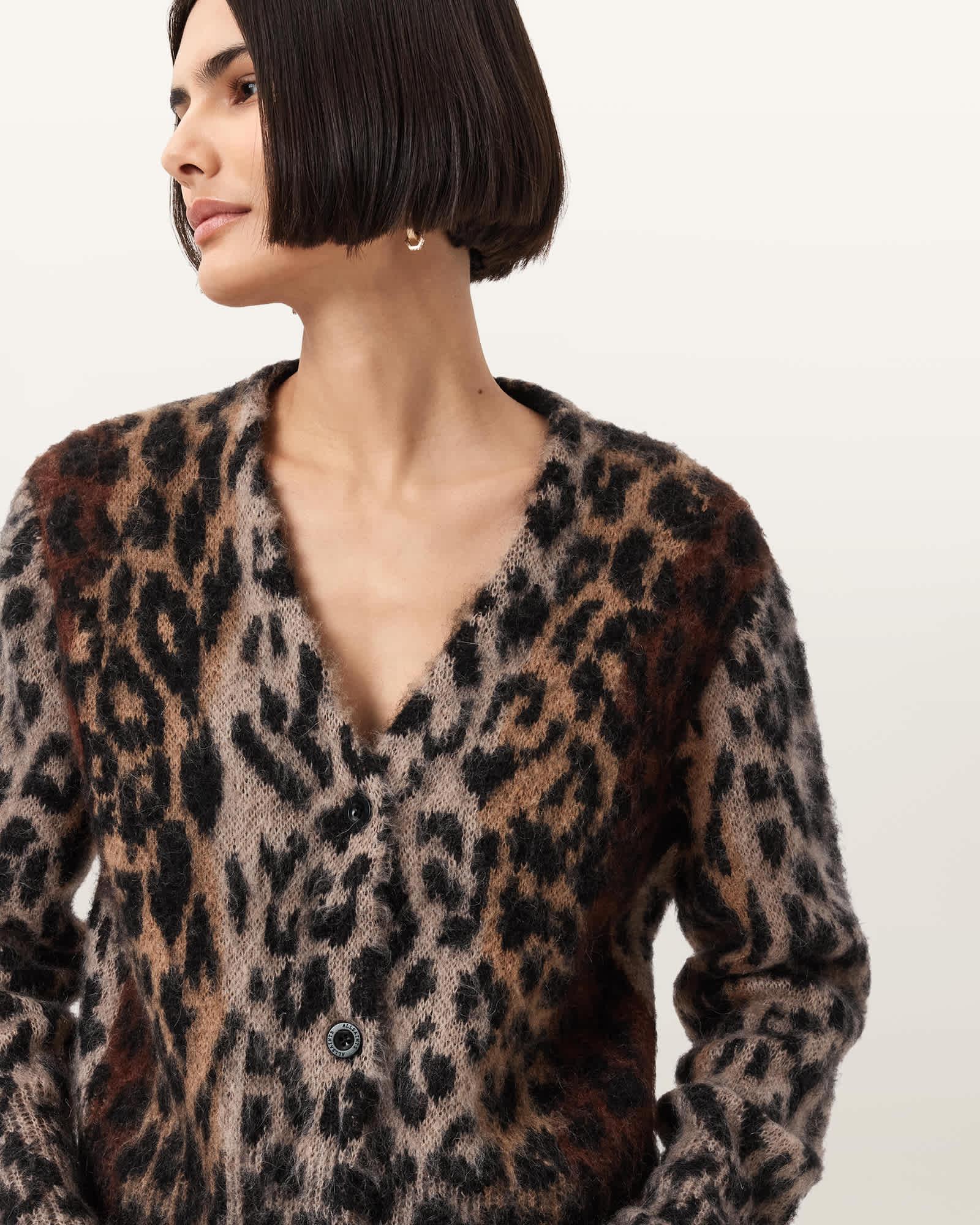 Wick Leopard Jacquard Cropped Cardigan Product Image