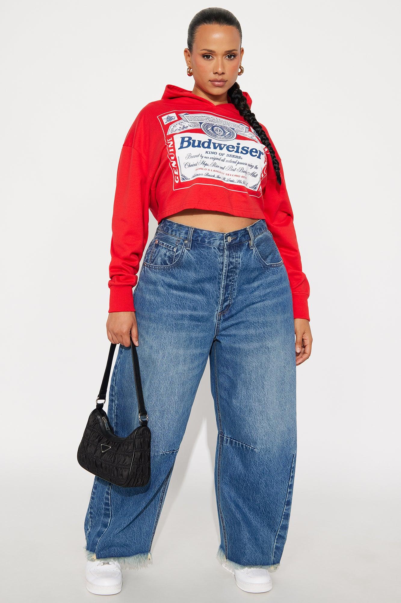 Budweiser Cropped Hoodie - Red Female Product Image