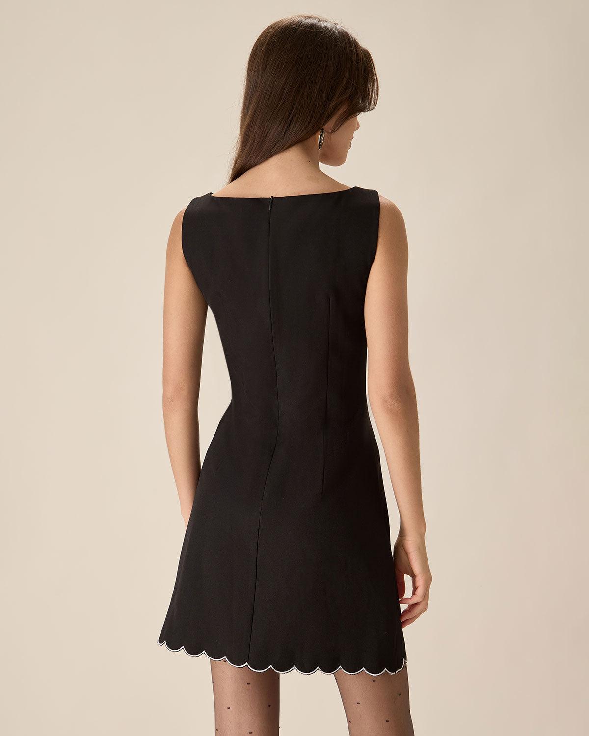 Black Contrasting Sleeveless Mini Dress Product Image
