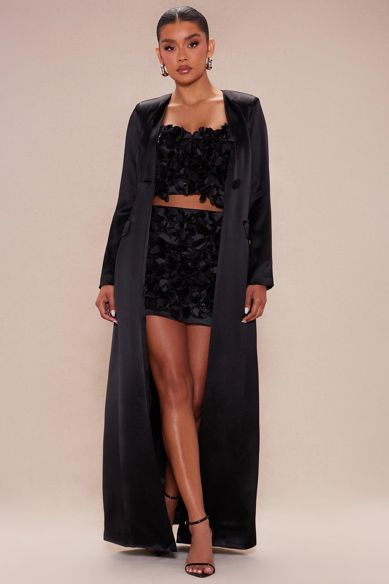 Myla Floral Applique Mini Skirt - Black Product Image