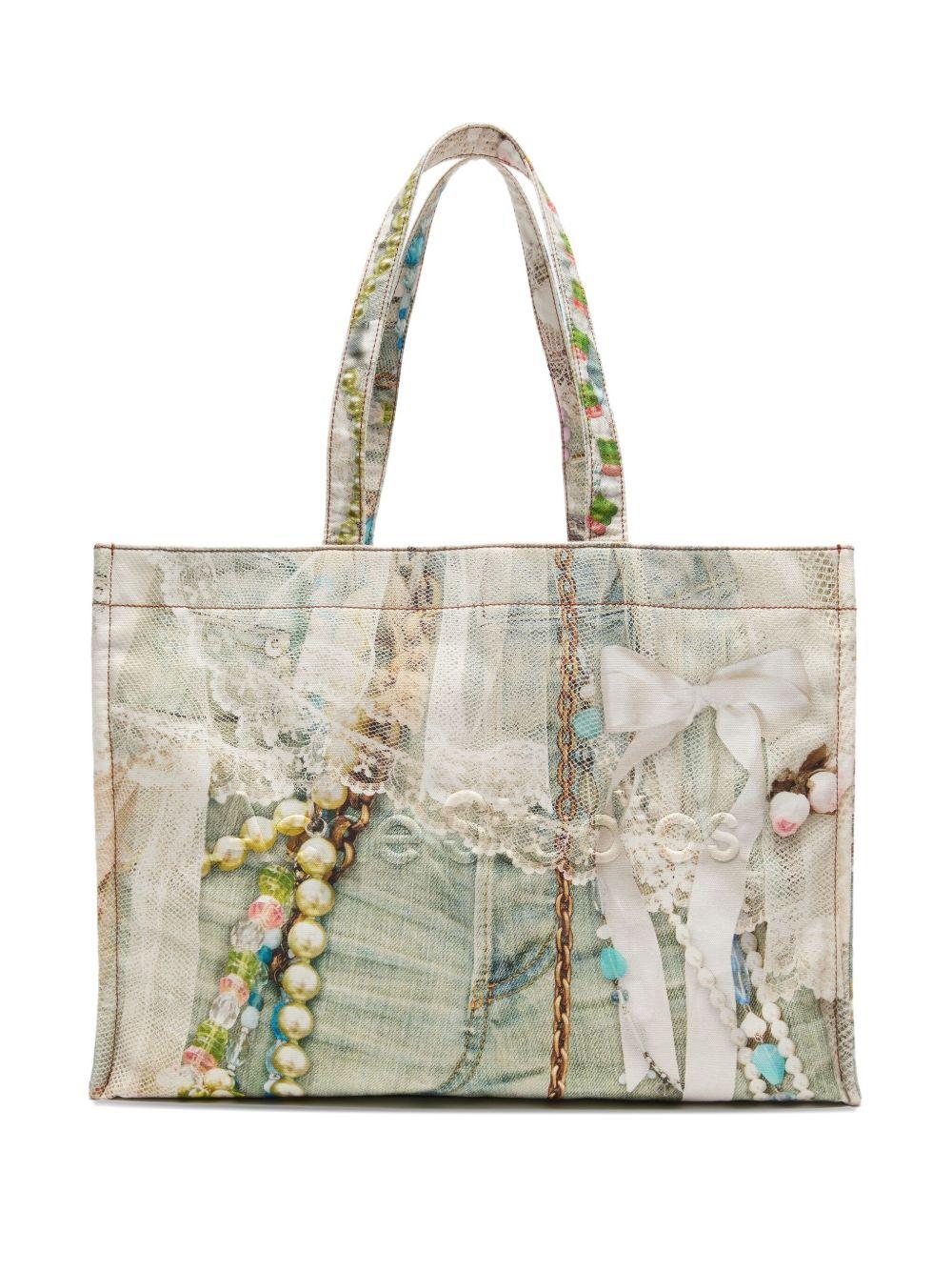 lace-trimmed printed tote bag Product Image