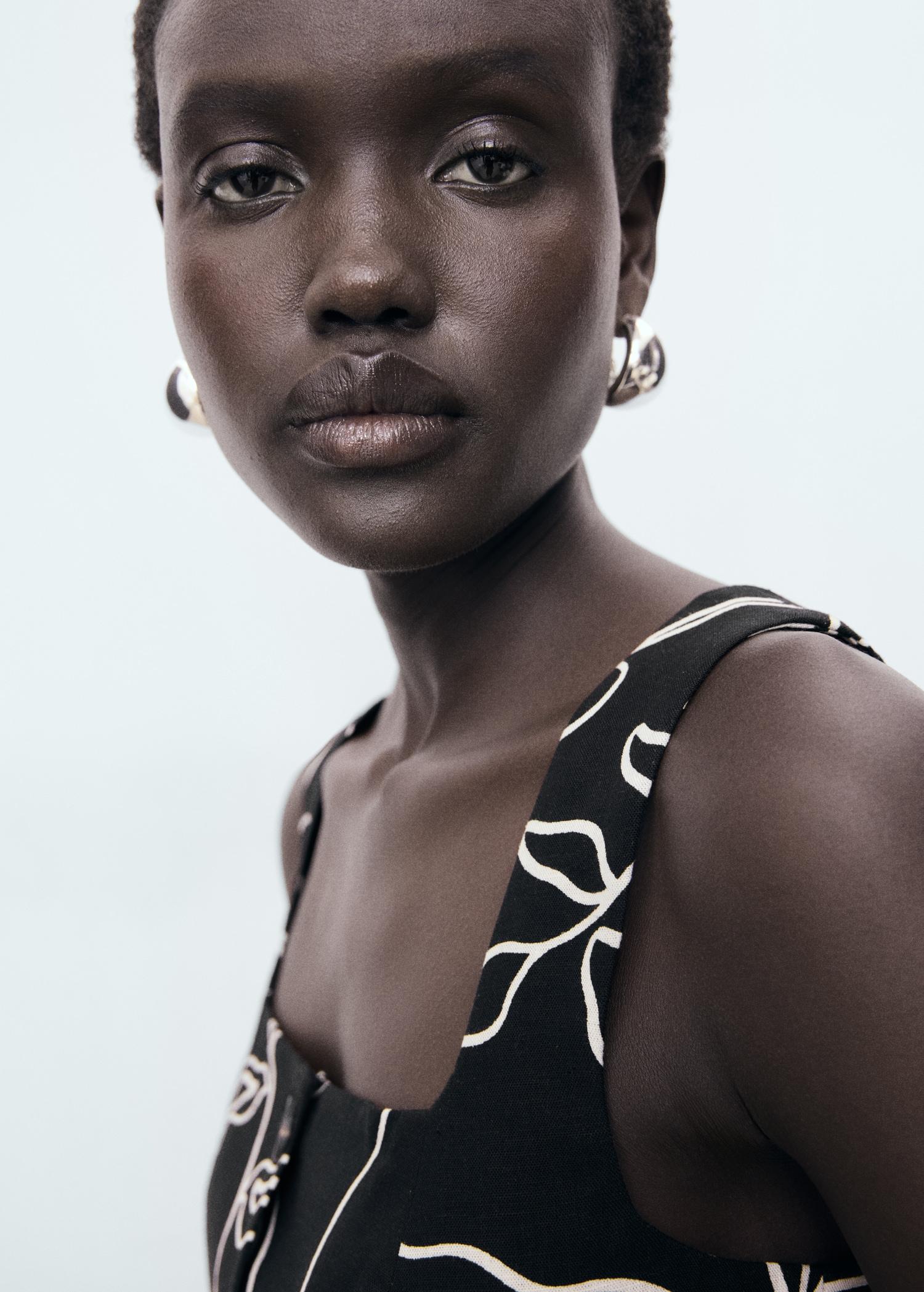 Floral-print linen suit vest - Women | MANGO USA Product Image