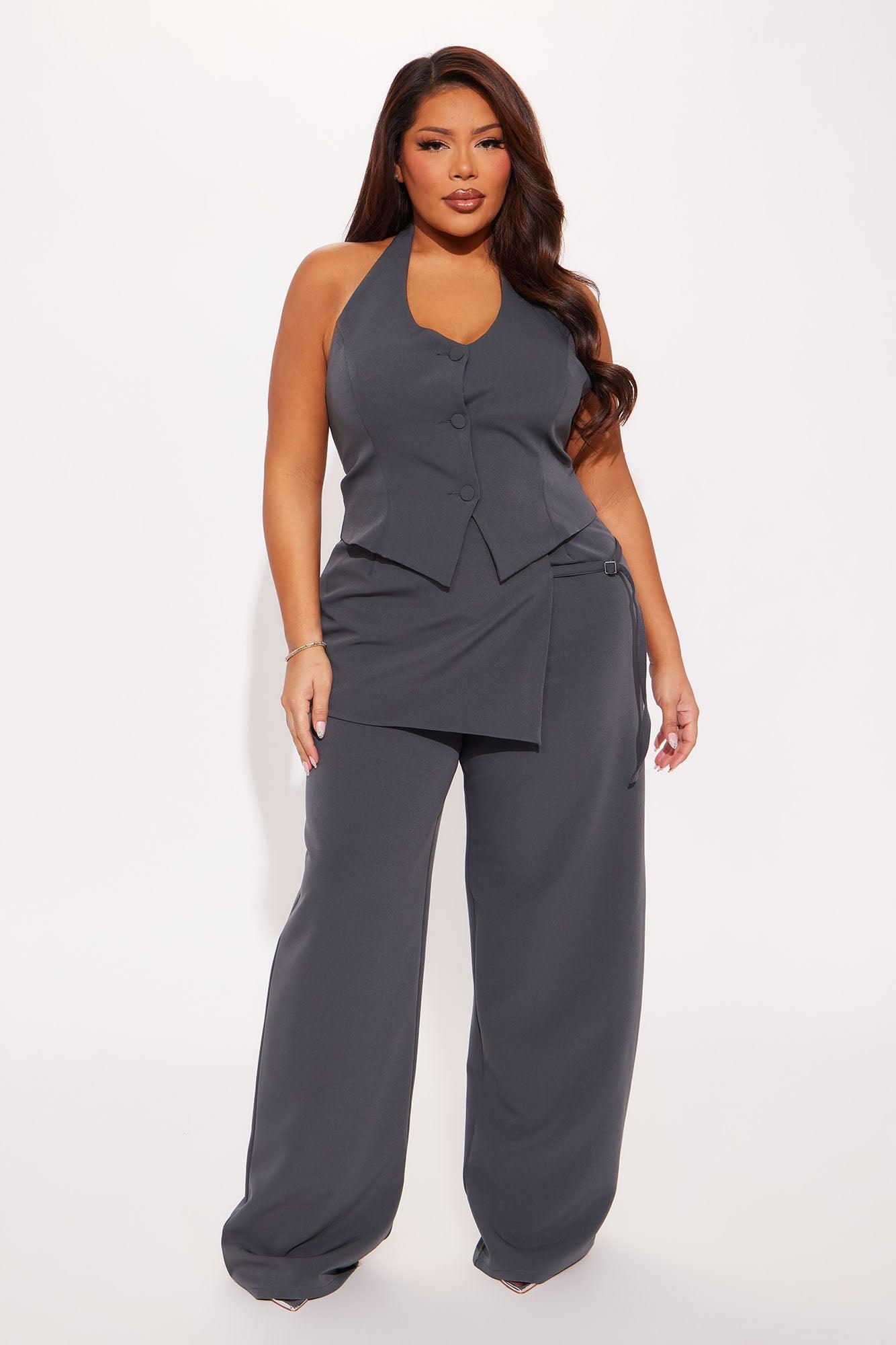 Shelly Vest Pant Set - Grey Product Image