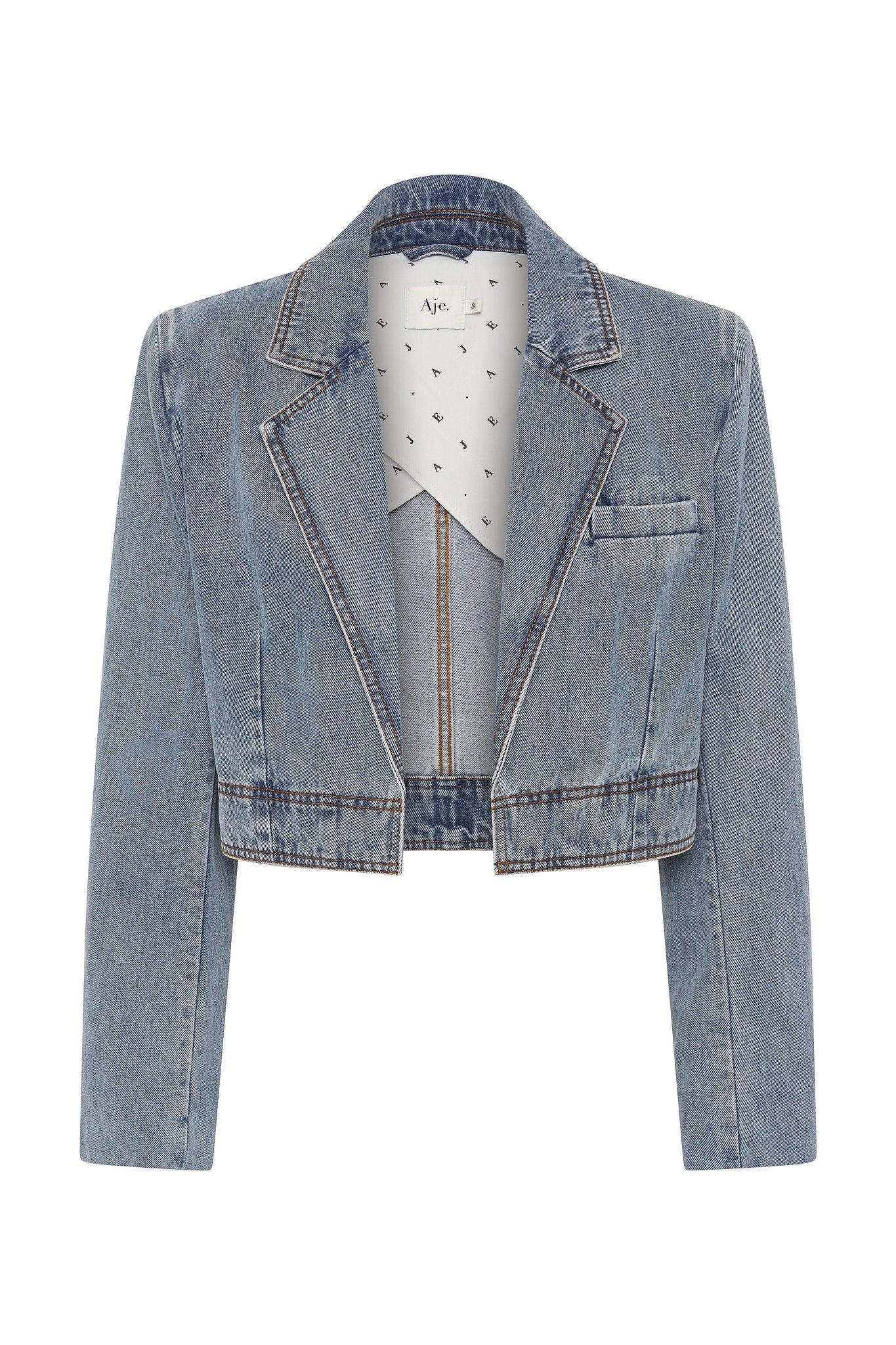 Juno Cropped Denim Blazer Product Image