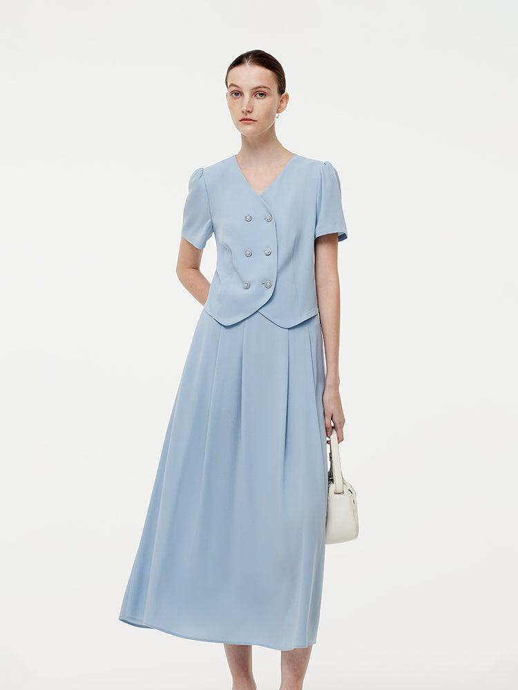 Acetate Crop Jacket And A-Line Skirt Two-Piece Set Product Image