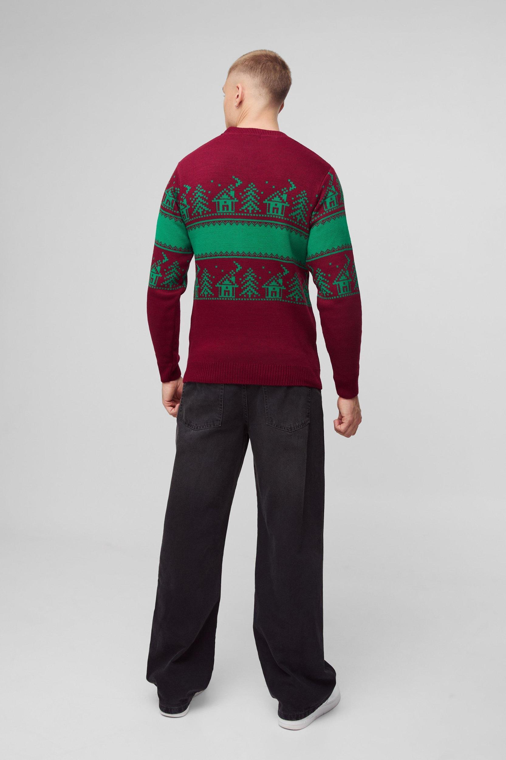 Regular Fit Feeling Frosty Christmas Sweater | boohooMAN USA Product Image