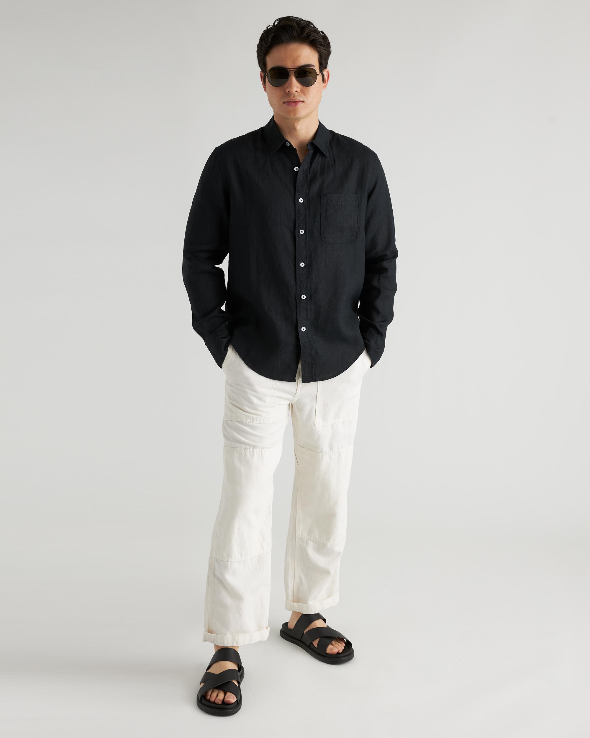Quince | Men's 100% European Linen Relaxed Long Sleeve Pocket Shirt Product Image