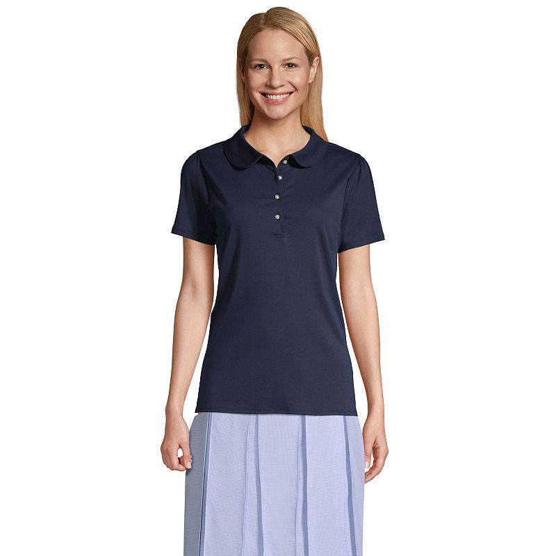Women's Lands' End Short Sleeve Cotton Performance Polo Shirt, Size: Medium, White Product Image