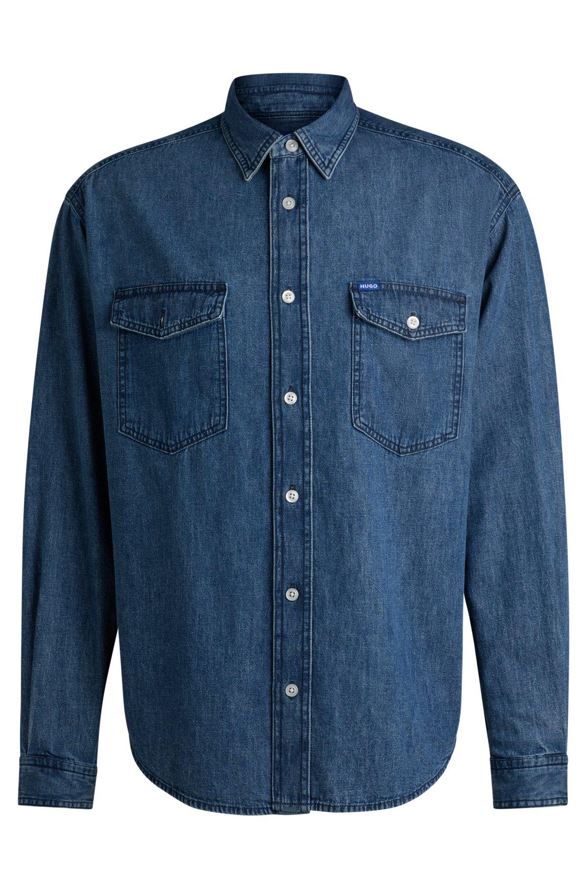 Blue loose-fit shirt in cotton denim Product Image