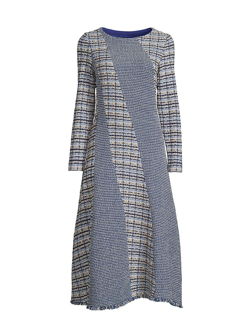 Womens Tweed & Waffle-Knit Midi Dress Product Image