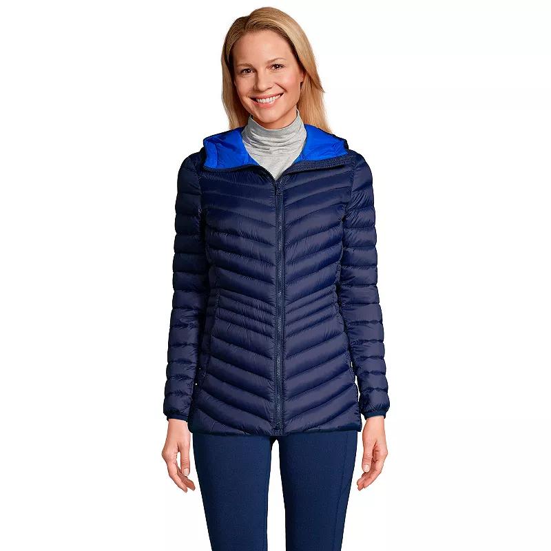 Petite Lands' End Wanderweight Ultralight Hooded Packable Down Jacket, Women's,  Product Image