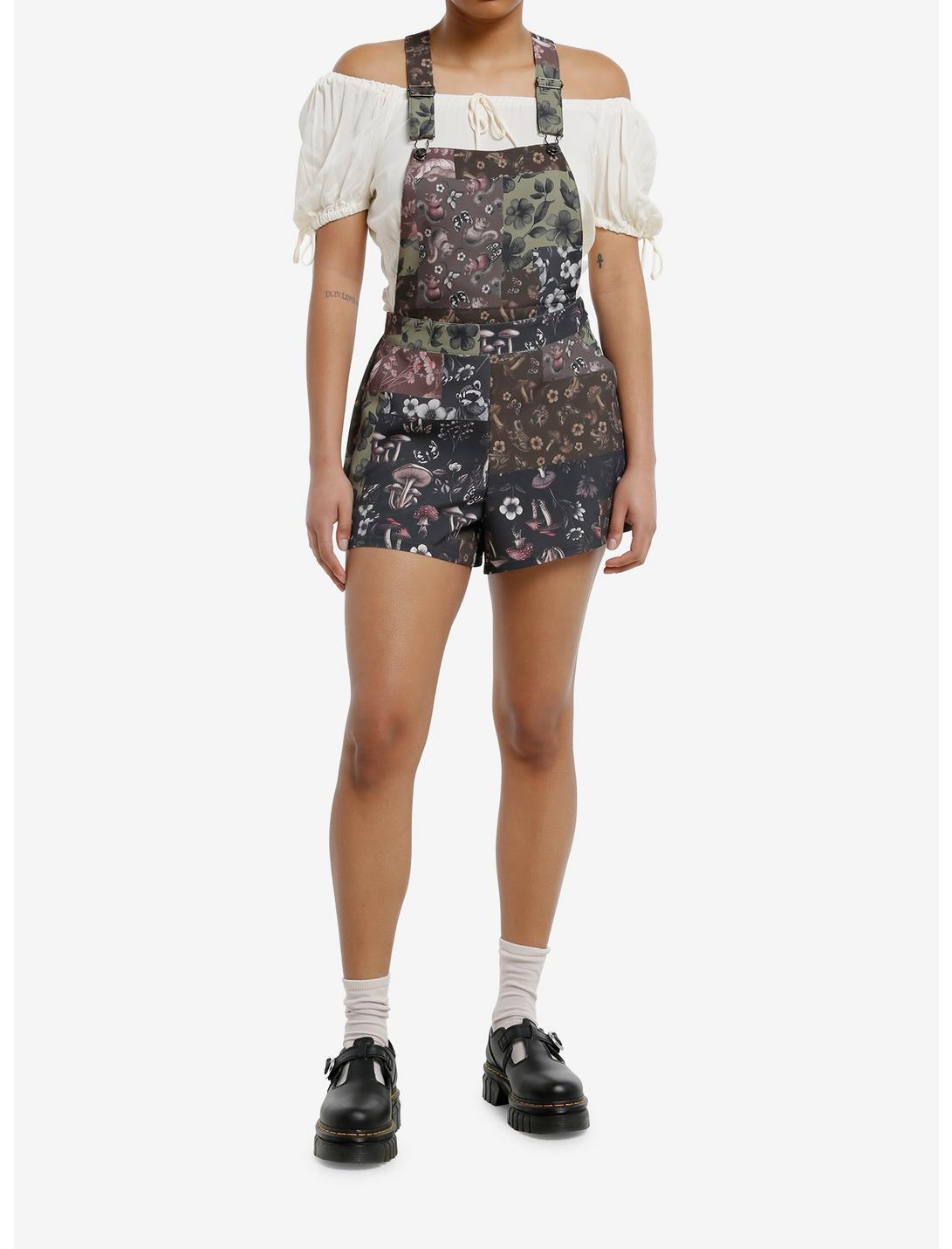 Thorn & Fable Mushroom Floral Patchwork Shortalls Product Image