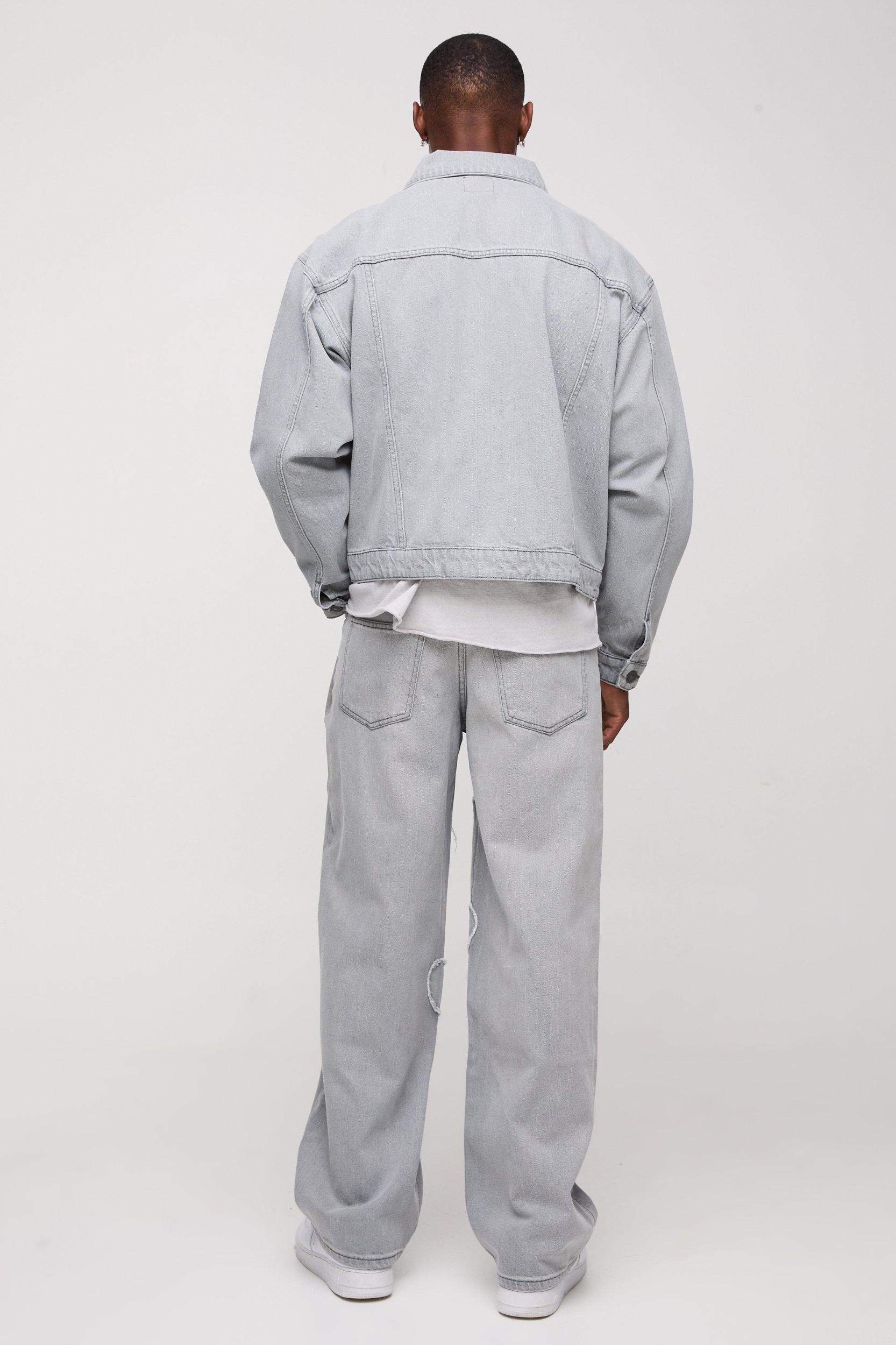 Boxy Fit Heart Applique Denim Bomber Jacket | boohooMAN USA Product Image