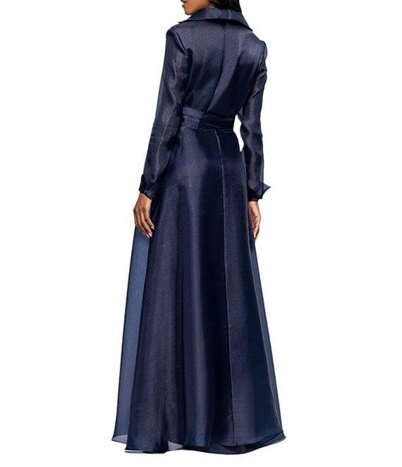 Betsy & Adam Organza Button Down Long Sleeve Gown Product Image