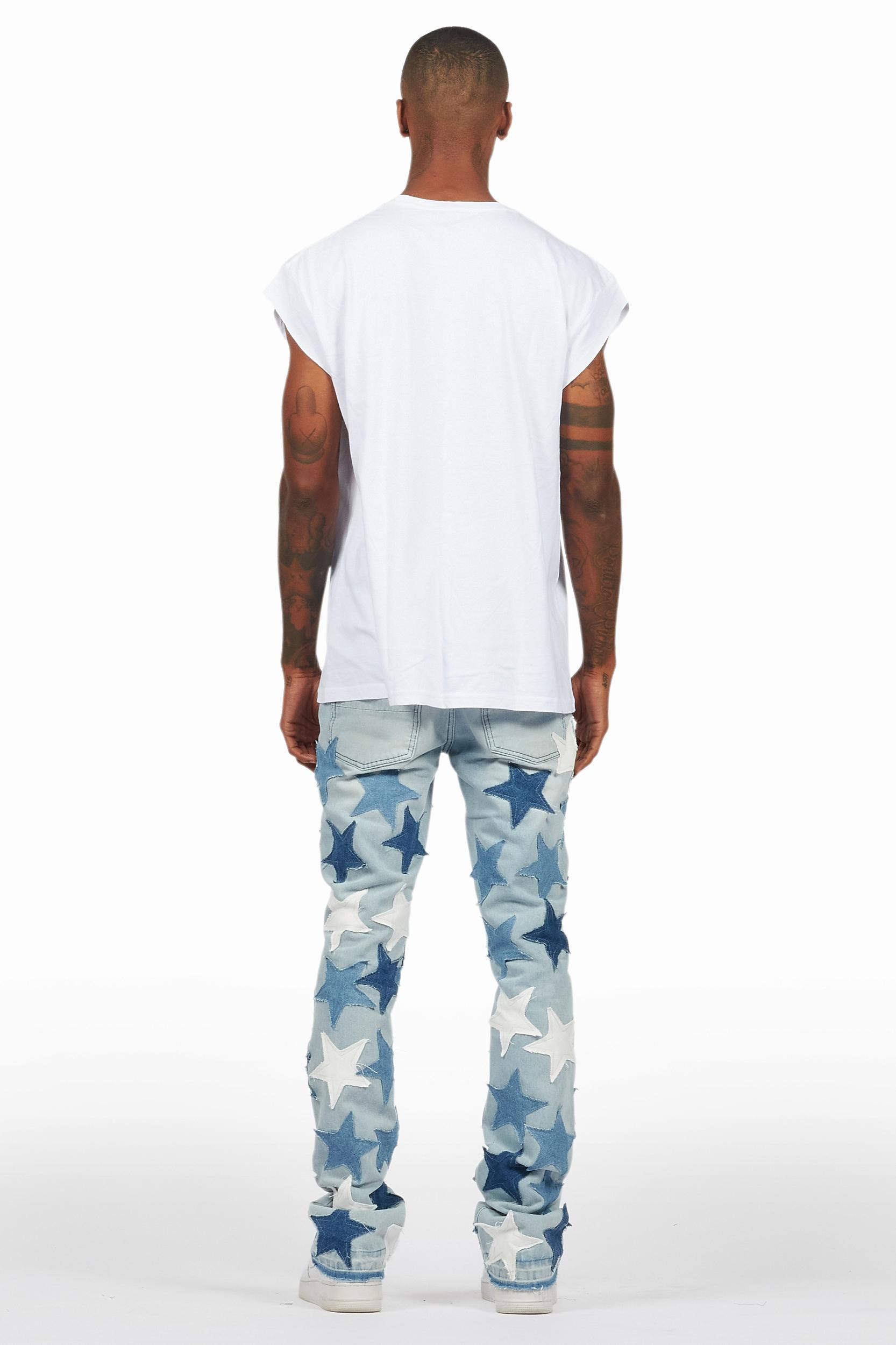 StarLane Light Blue Stacked Flare Jean Male Product Image