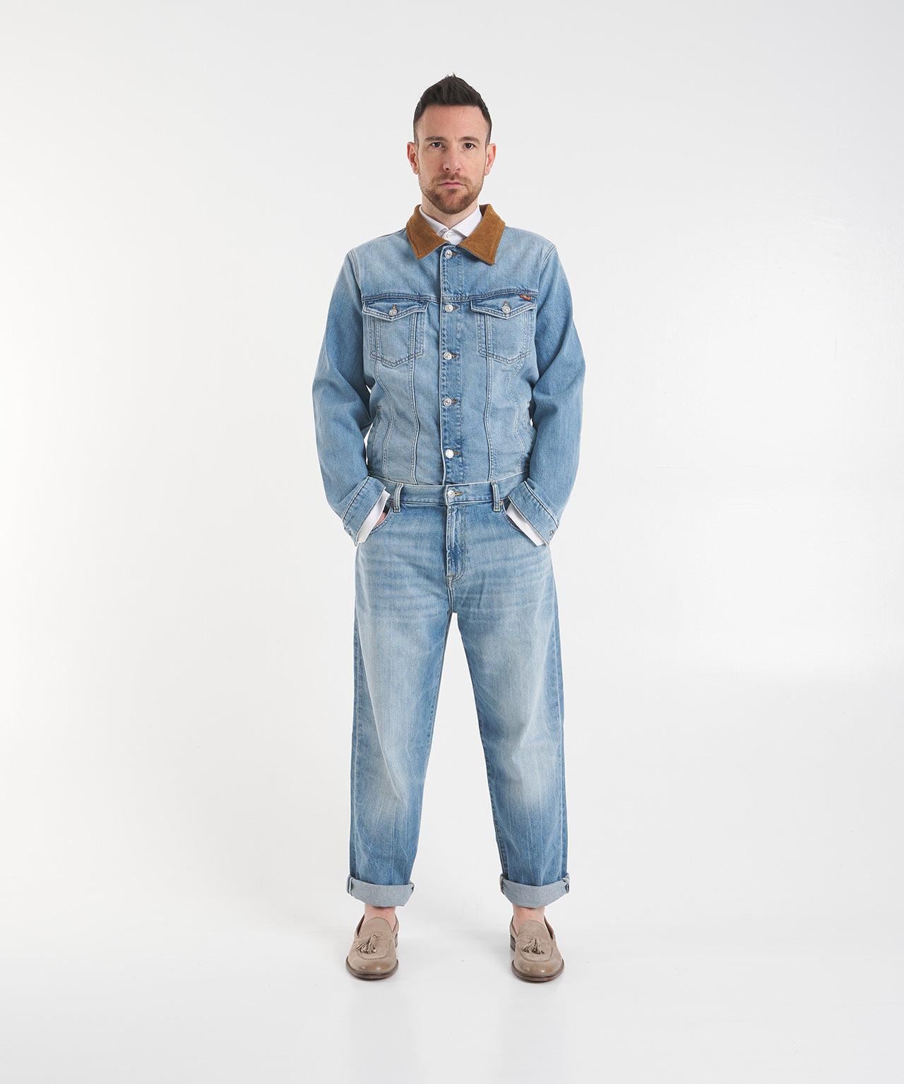 Denim jacket with corduroy collar Product Image