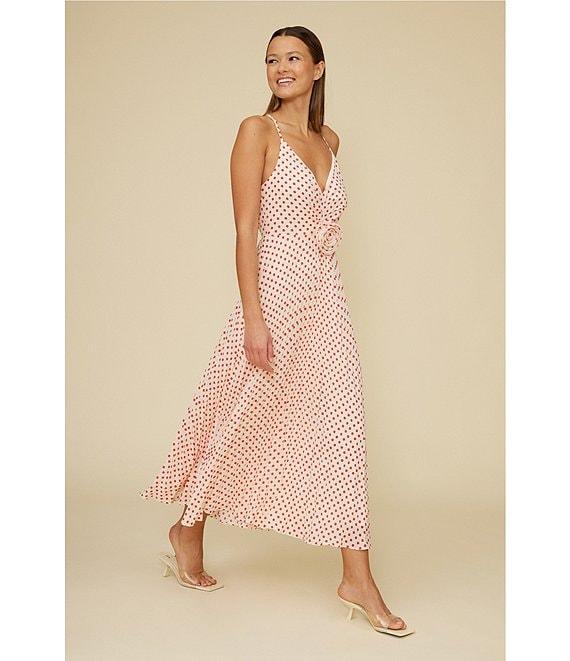 Lucy Paris Shanina Rosette Dot Print V-Neck Sleeveless Fit & Flare Midi Dress Product Image