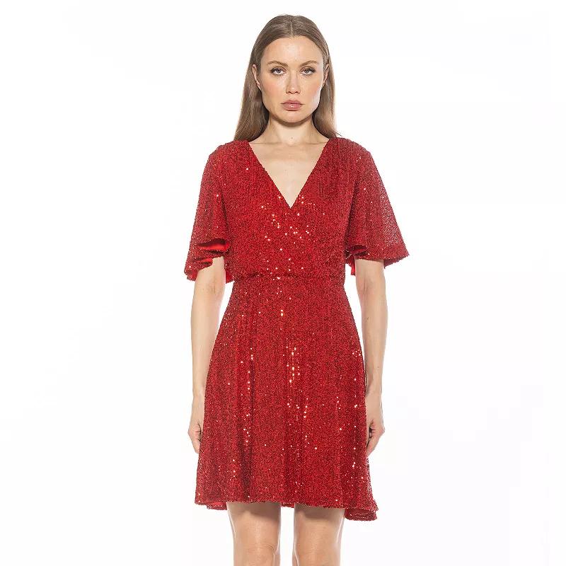 Women's ALEXIA ADMOR Oakless Flutter Sleeve Fit & Flare Dress,  Product Image