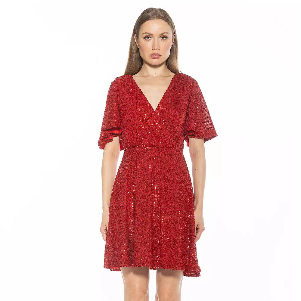 Women's ALEXIA ADMOR Oakless Flutter Sleeve Fit & Flare Dress,  Product Image
