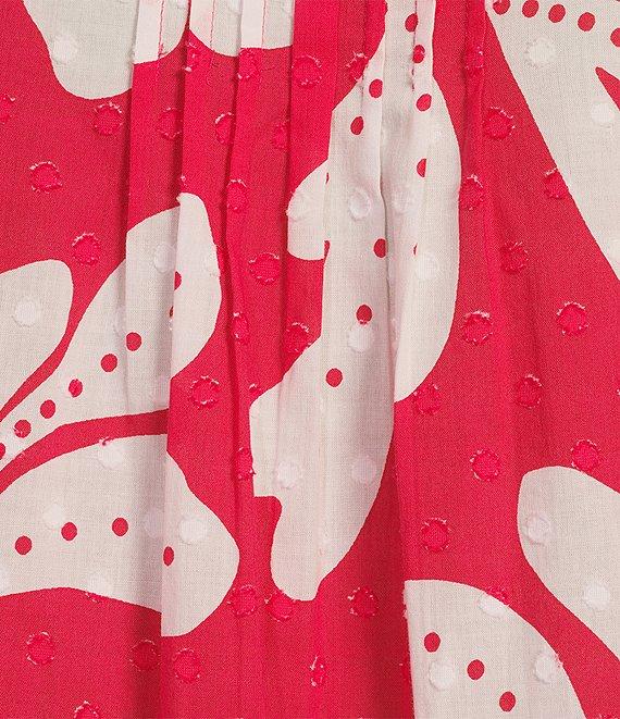 Ali Miles Clip Dot Leaf Print Y-Neck 3/4 Cuff Sleeve Tunic Product Image