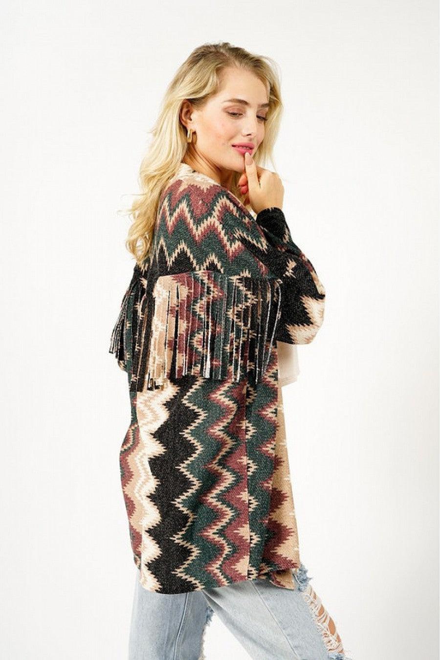 Charmaine Fringe Detail Multicolor Cardigan Product Image
