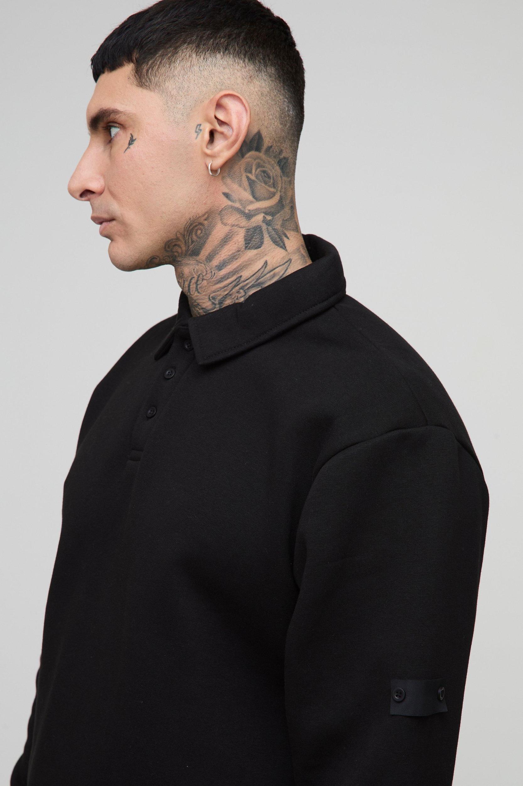 Tall Woven Tab Rugby Polo | boohooMAN USA Product Image