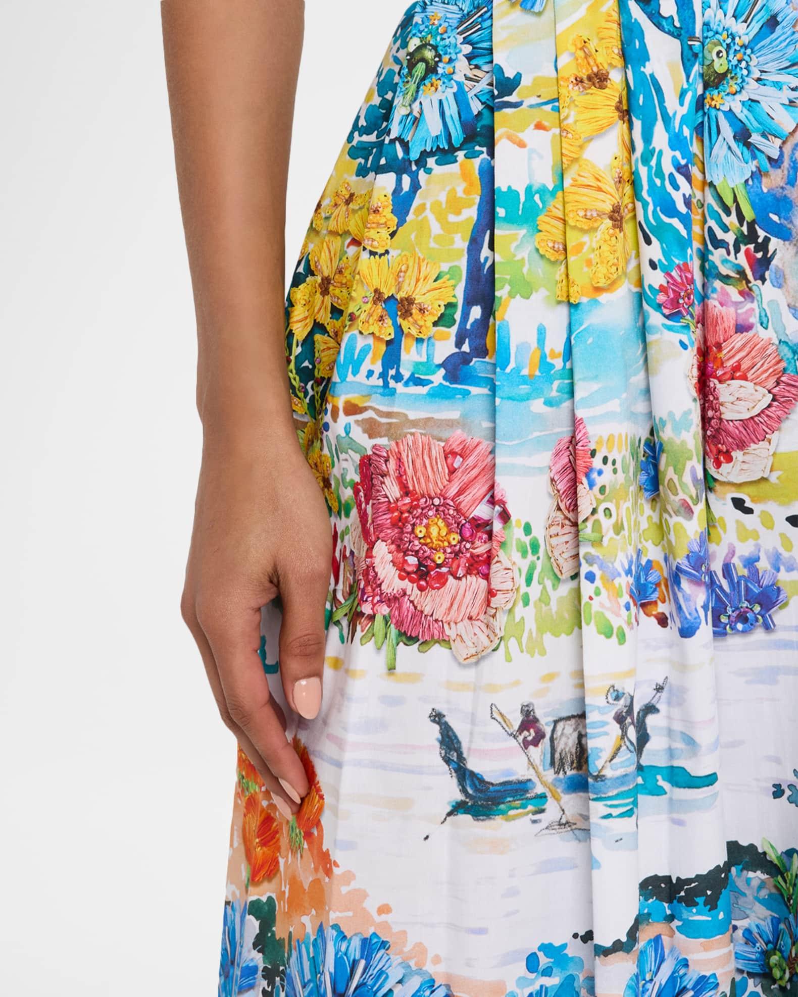 Iris Painterly-Print Sleeveless Fit-&-Flare Midi Dress Product Image