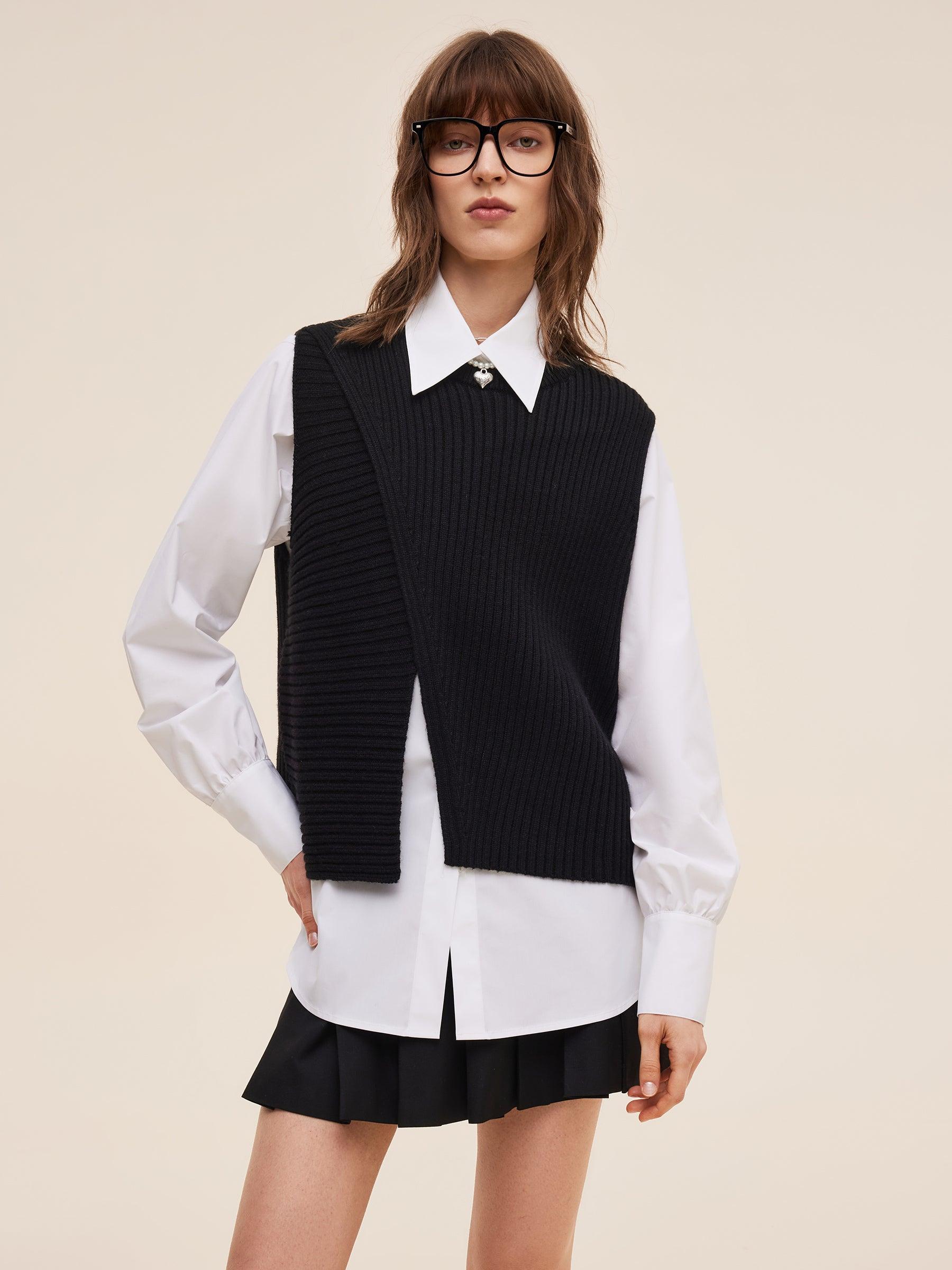 Knit Tank Top And Long Sleeve Shirt Two-Piece Set Product Image