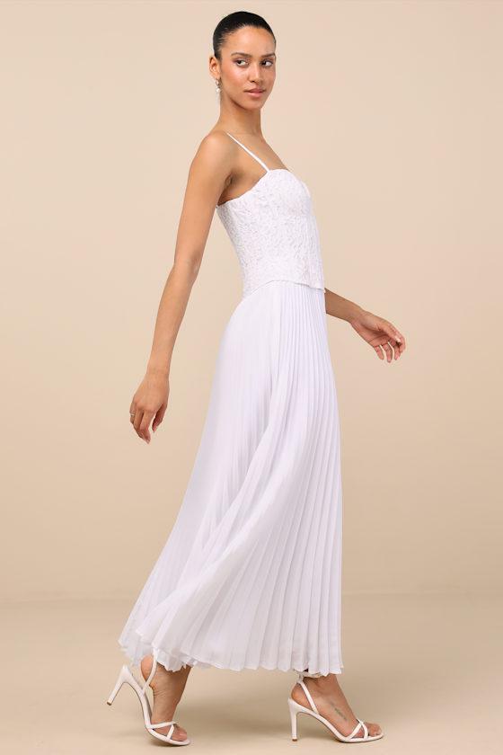 Corleone White Lace Bustier Midi Dress Product Image