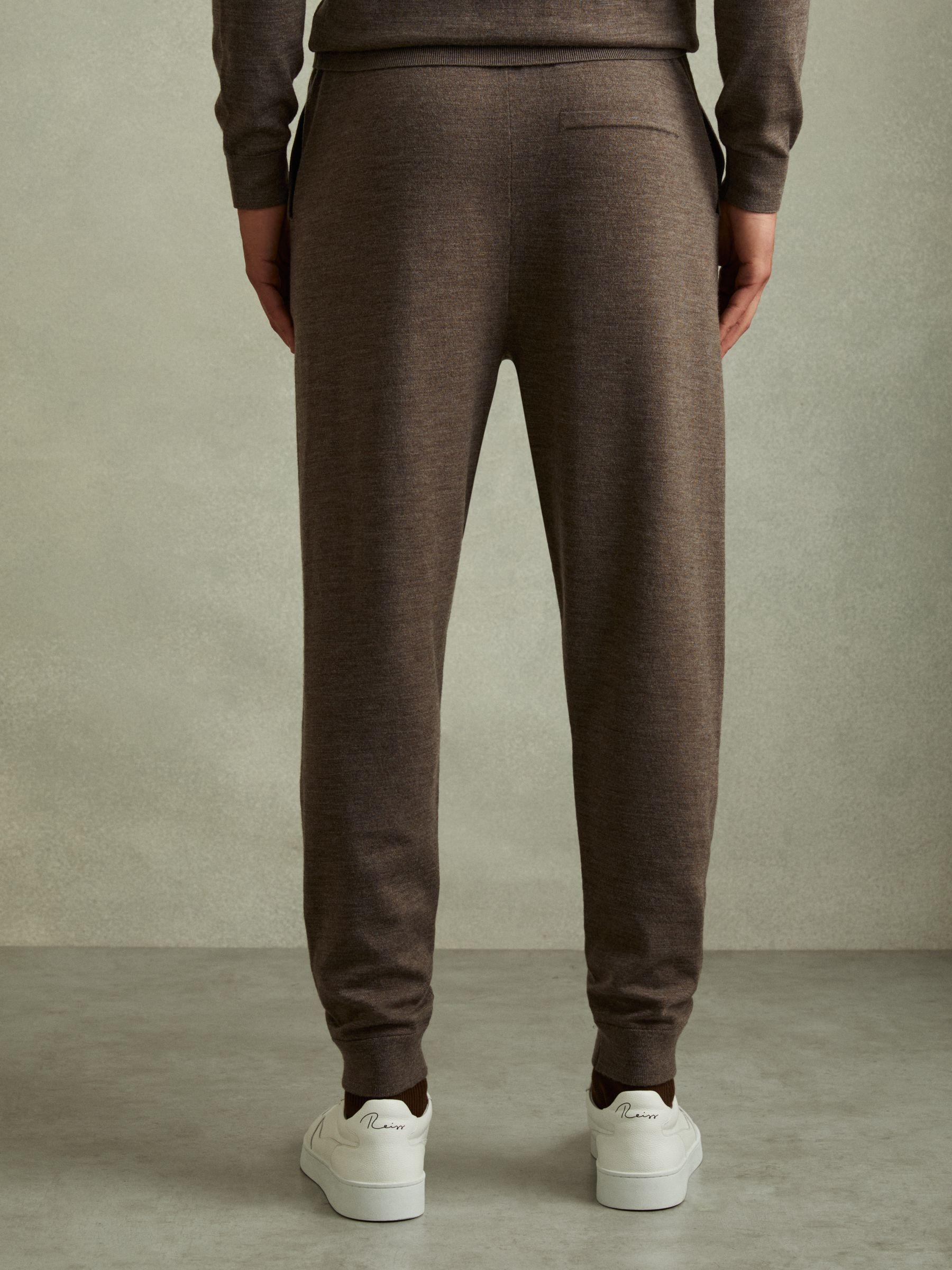 Merino Wool Blend Drawstring Joggers in Dark Brown Melange Product Image