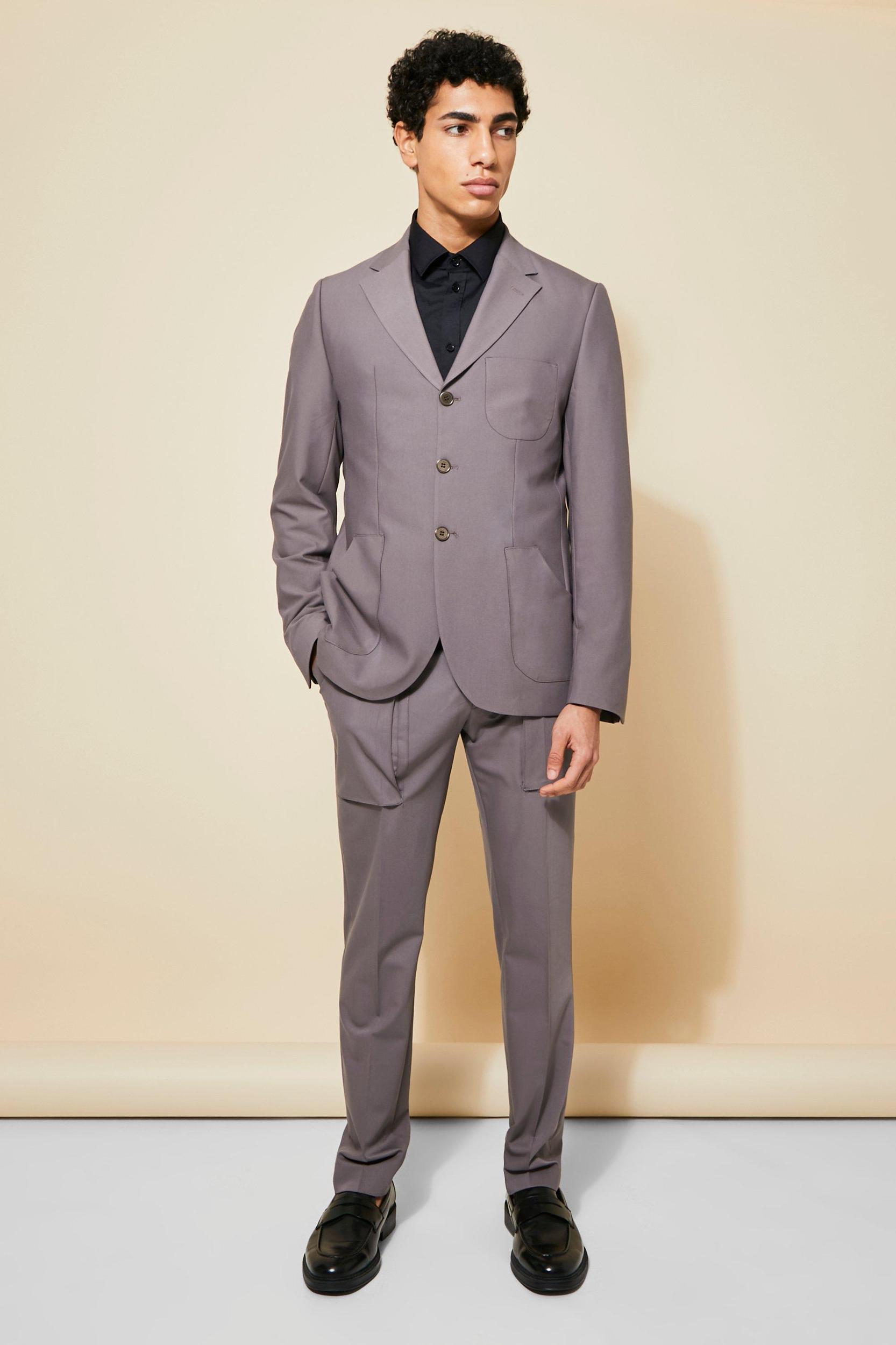 Slim Patch Pocket Suit Pants | boohooMAN USA Product Image
