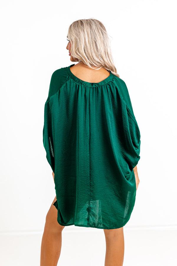 New To Town Shift Top In Hunter Green Product Image