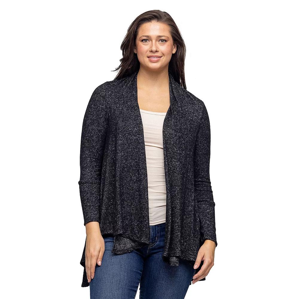 Women's 24Seven Comfort Apparel Open Front High Low Cozy Cardigan,  Product Image