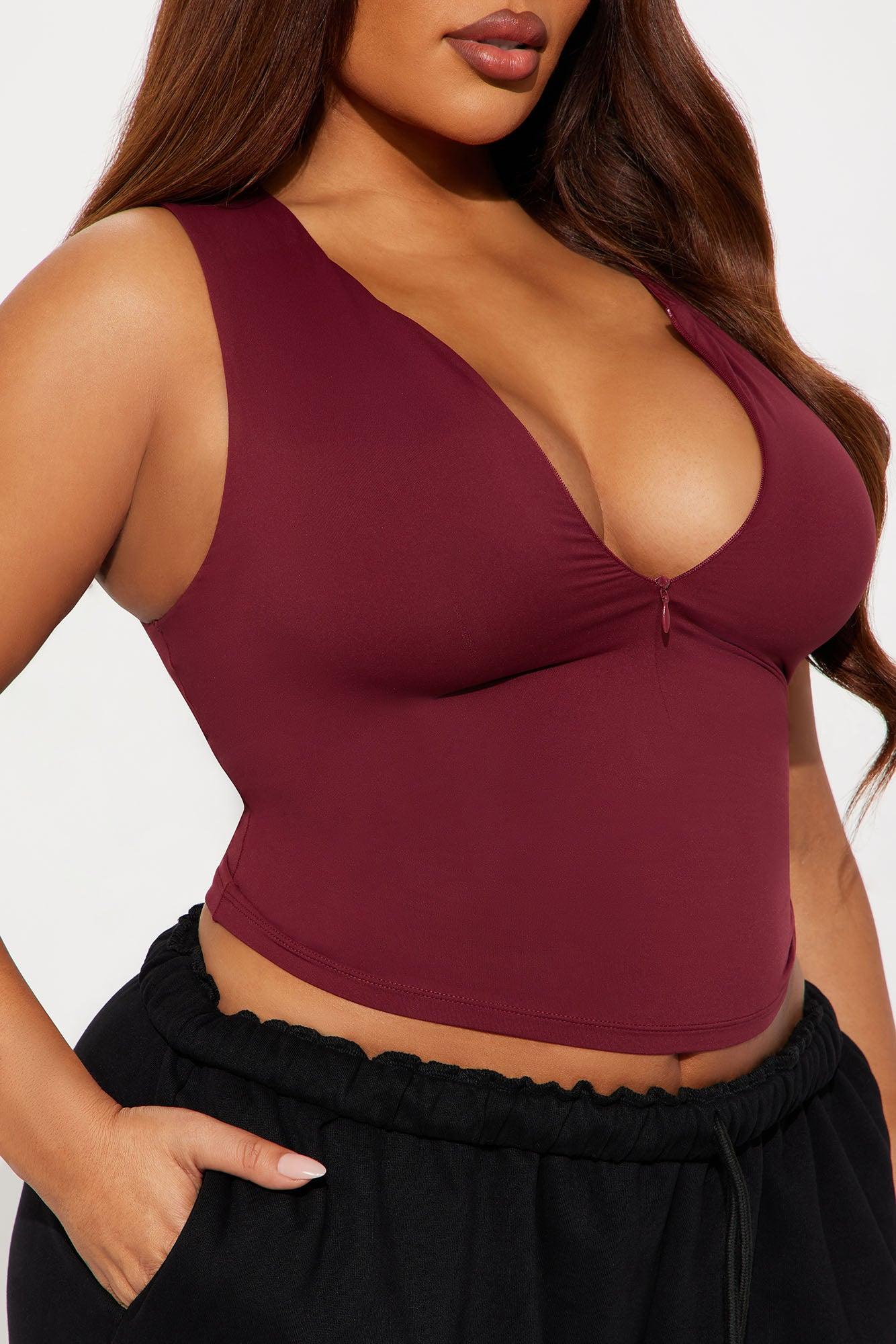 Second Skin Double Lined Zip Front Tank - Wine Female Product Image