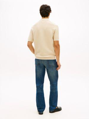 Short-Sleeve Waffled Sweater Polo Product Image