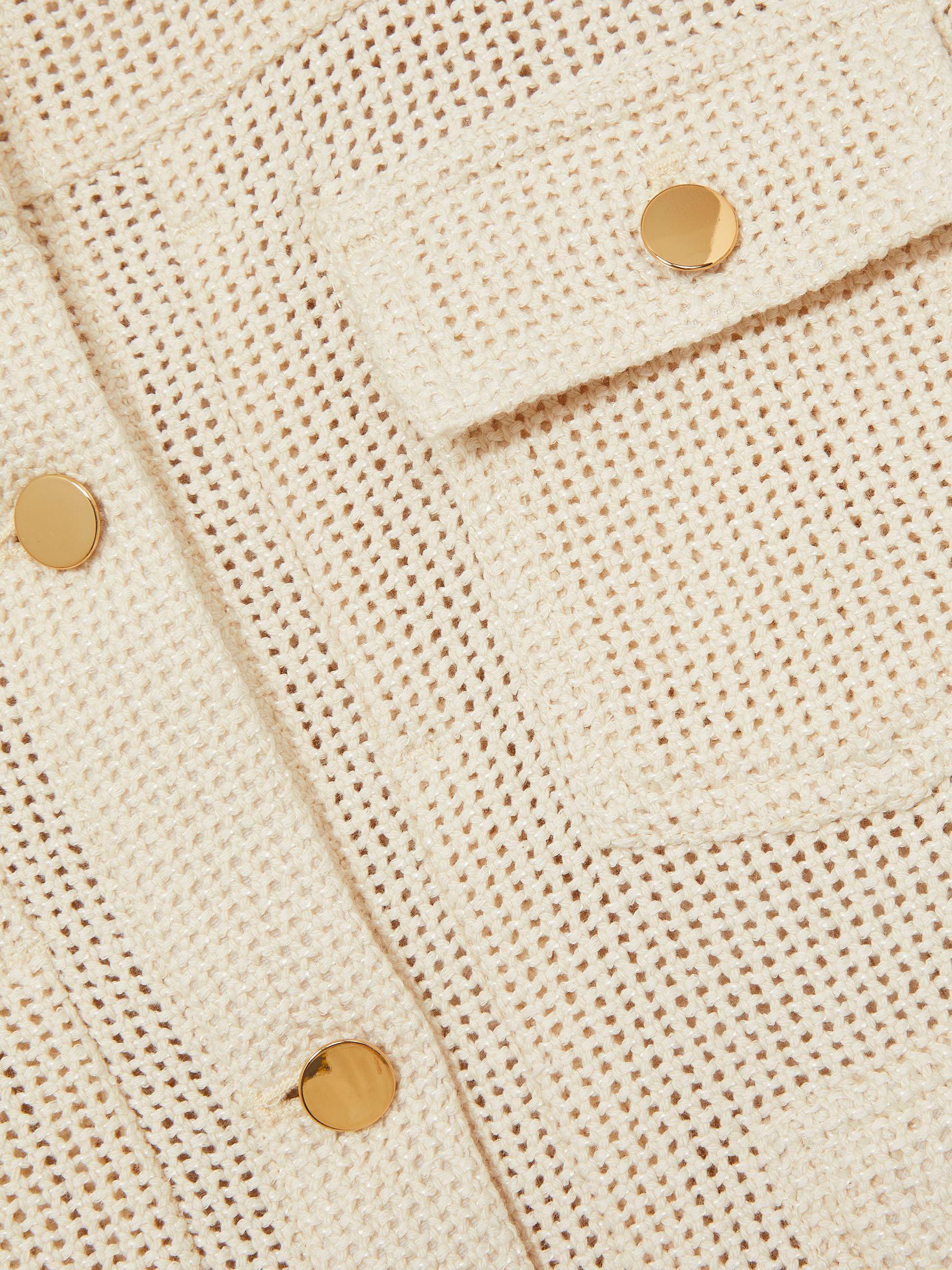 Cotton-Blend Textured Trucker Jacket in Neutral Product Image