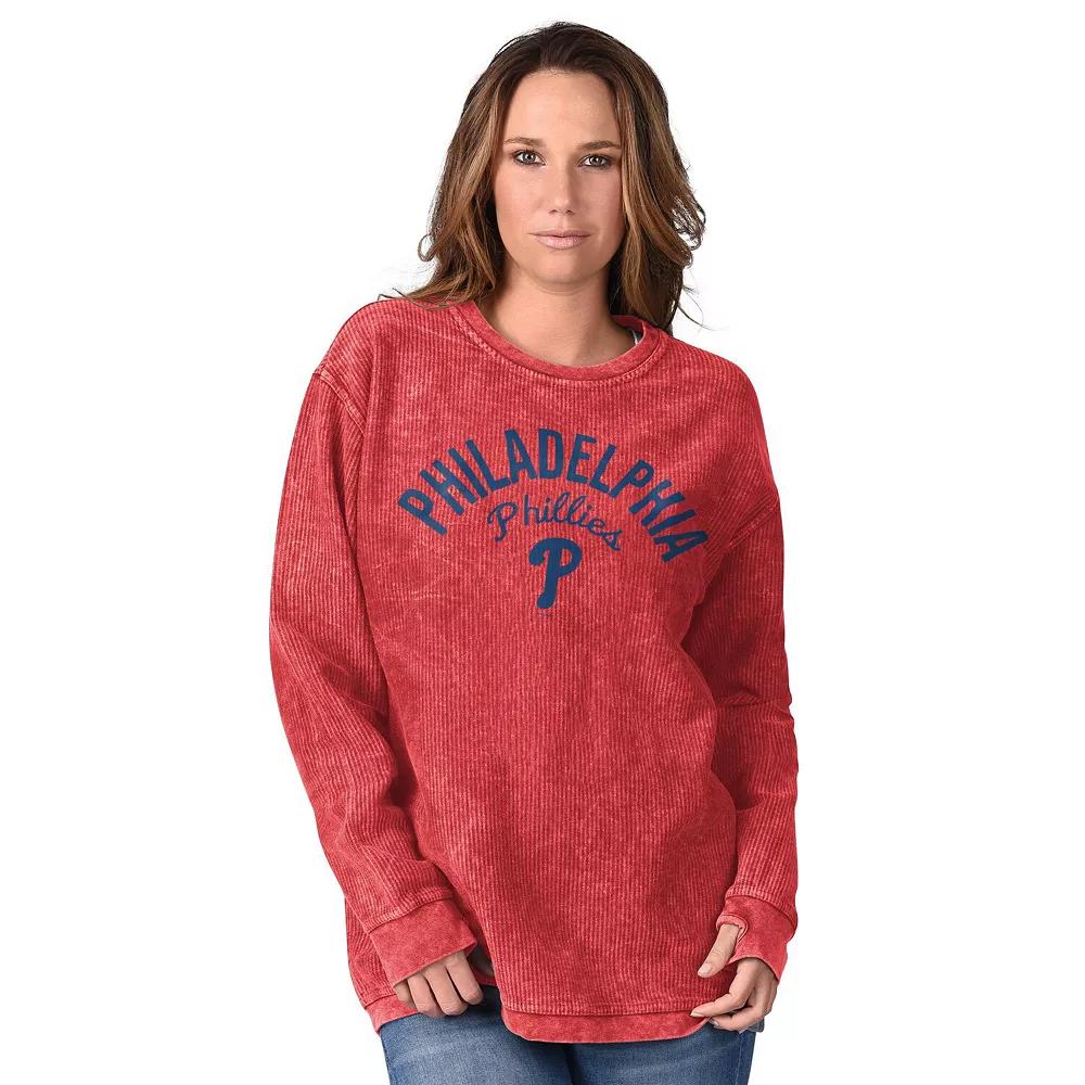 Women's G-III 4Her by Carl Banks Red Philadelphia Phillies Comfy Cord Pullover Sweatshirt, Size: Medium Product Image