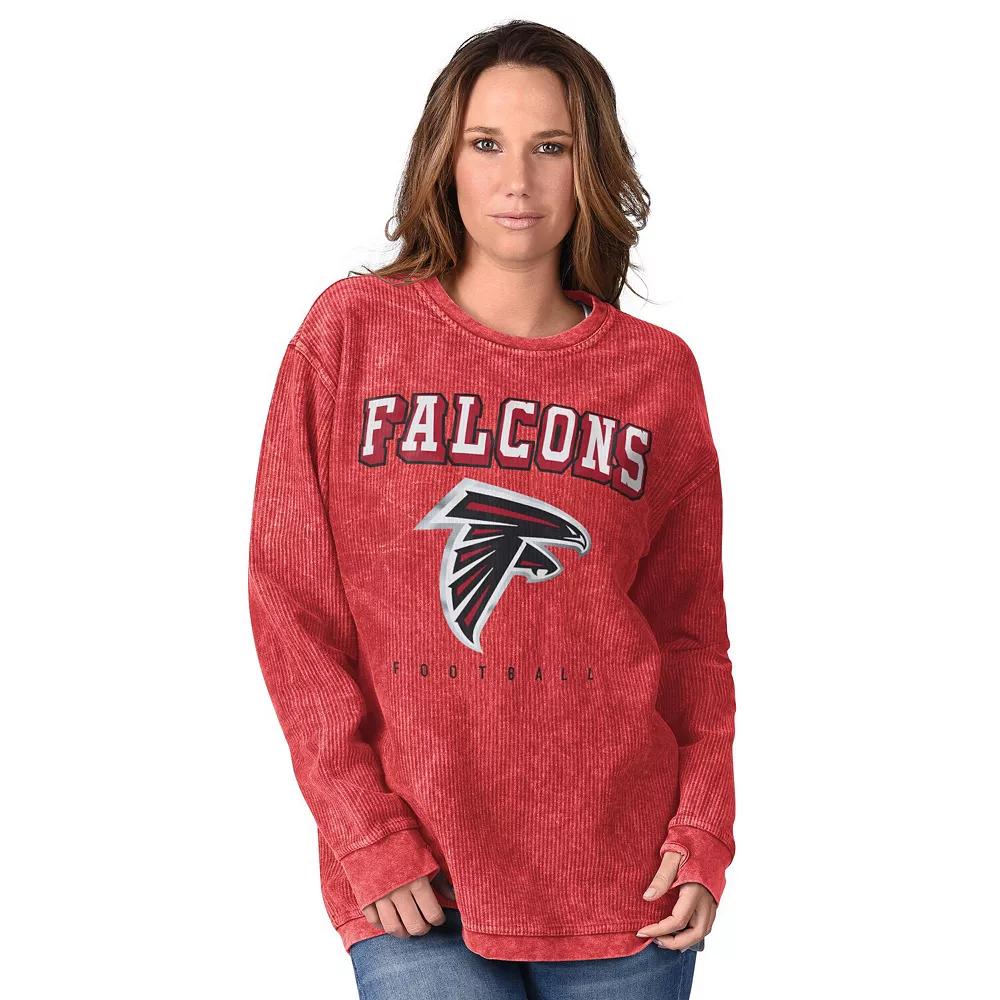 Women's G-III 4Her by Carl Banks Red Atlanta Falcons Comfy Cord Distressed Pullover Sweatshirt,  Product Image