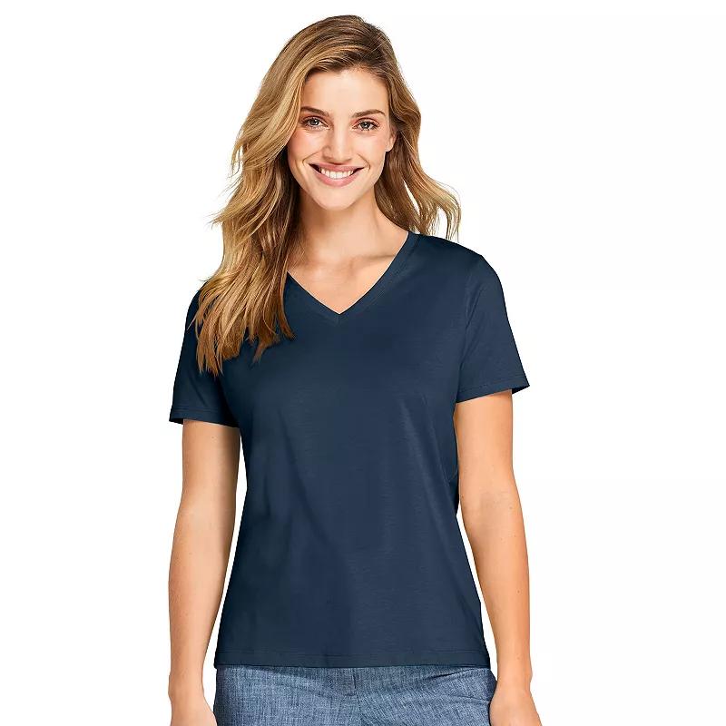 Women's Lands' End Relaxed-Fit Supima Cotton V-Neck Tee,  Product Image