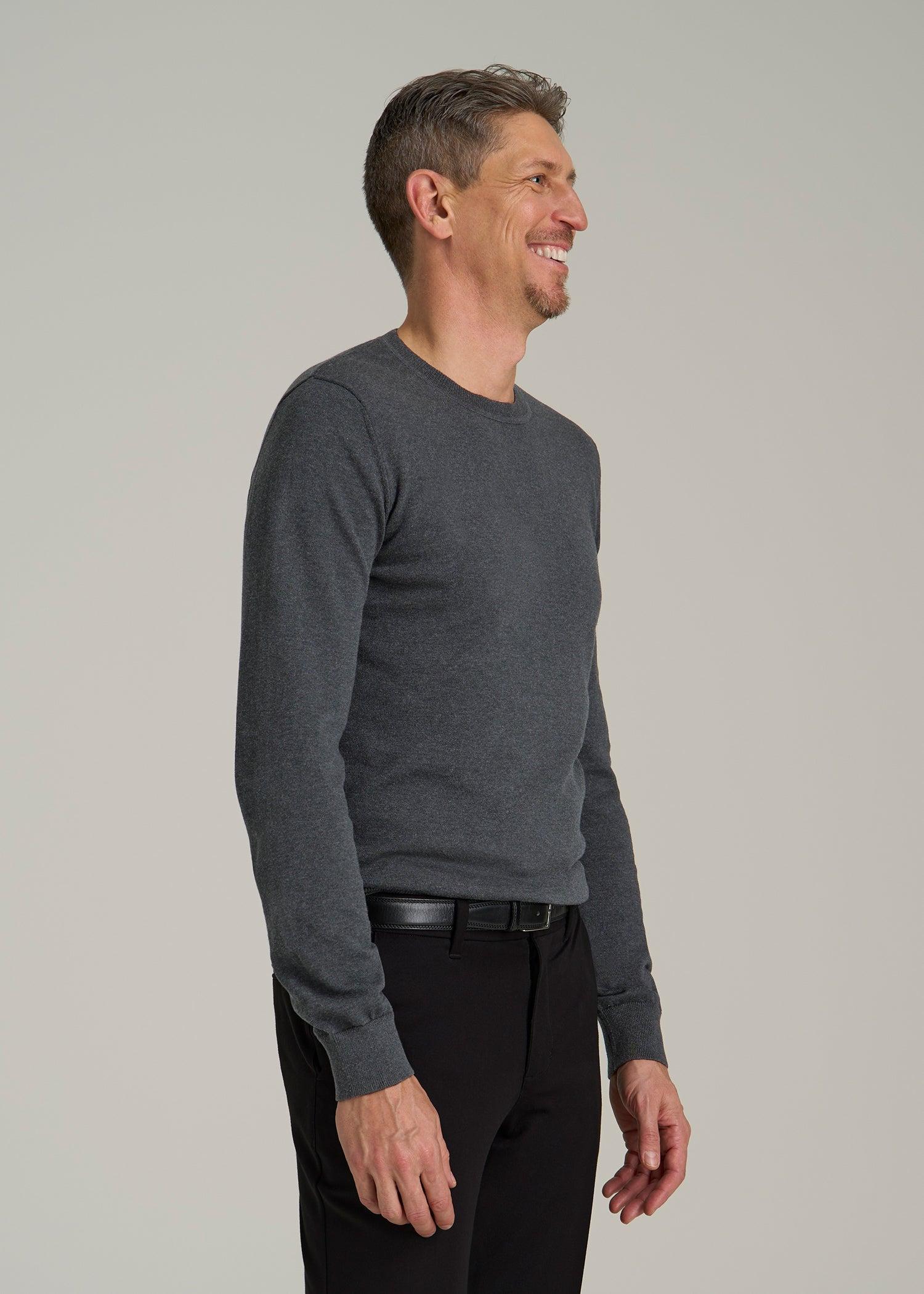 Everyday Crewneck Sweater for Tall Men in Charcoal Mix Male Product Image