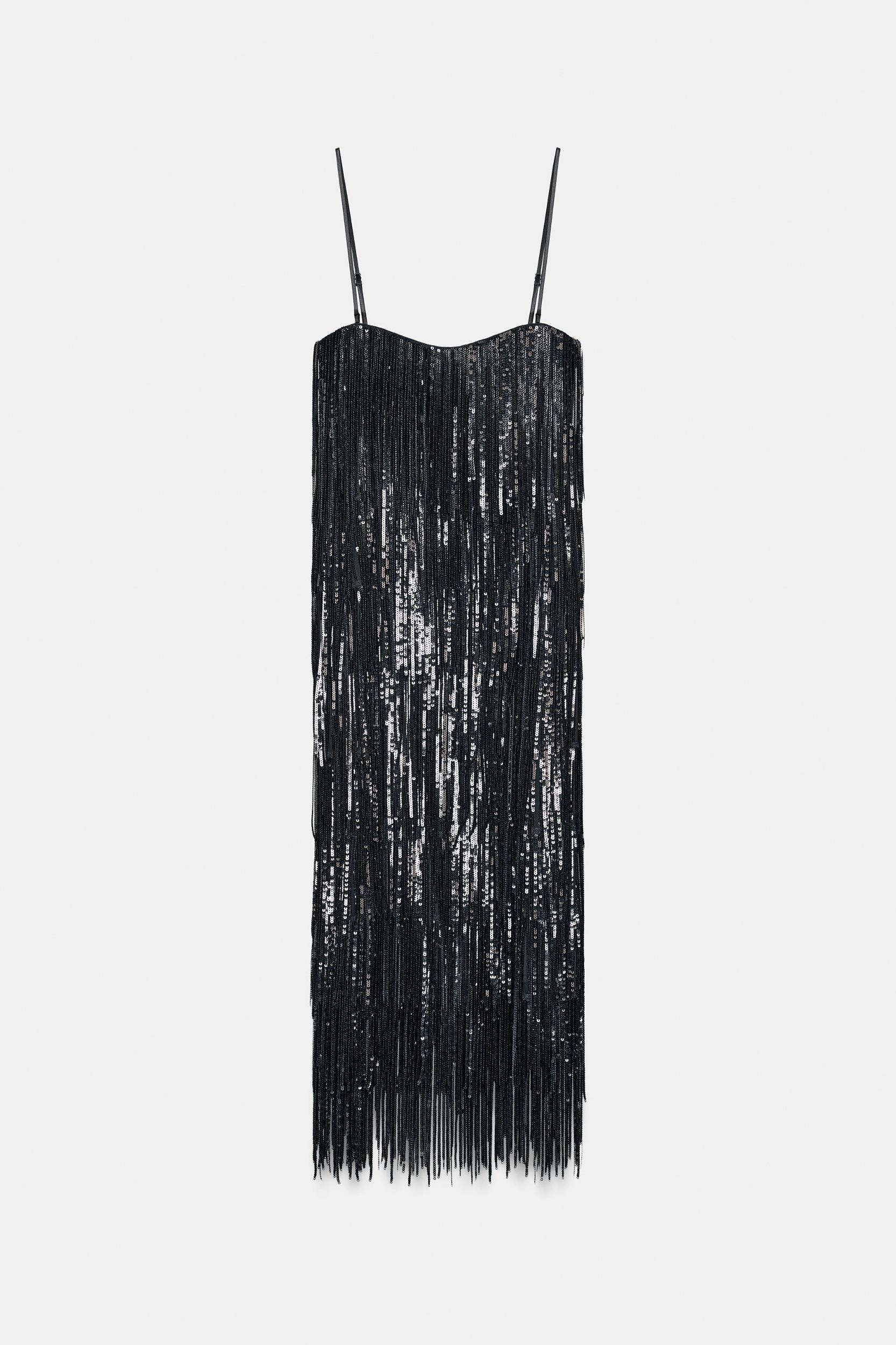 SEQUIN FRINGE DRESS ZW COLLECTION LIMITED EDITION Product Image