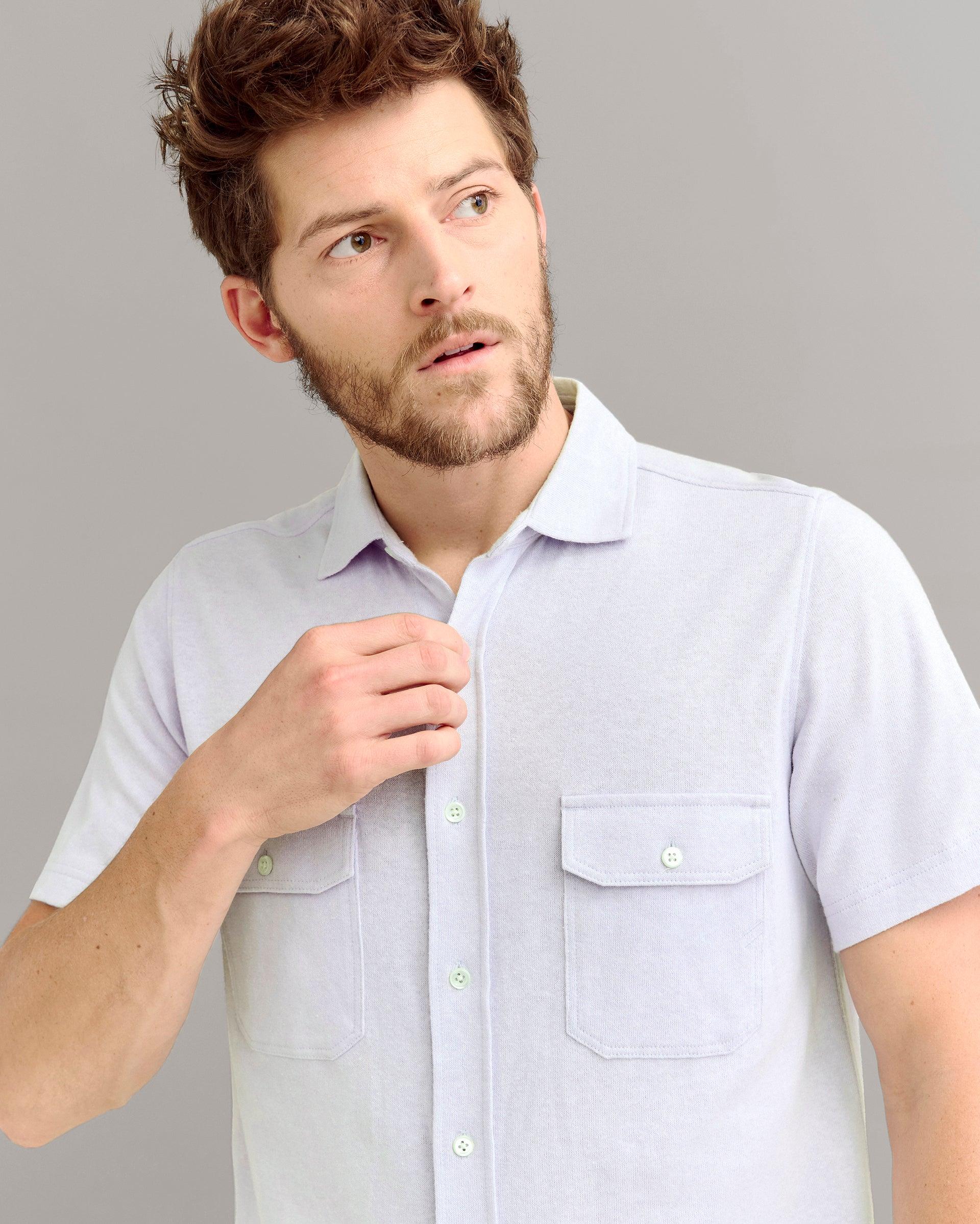 Short Sleeve Hemp Cotton Knit Shirt -  Product Image
