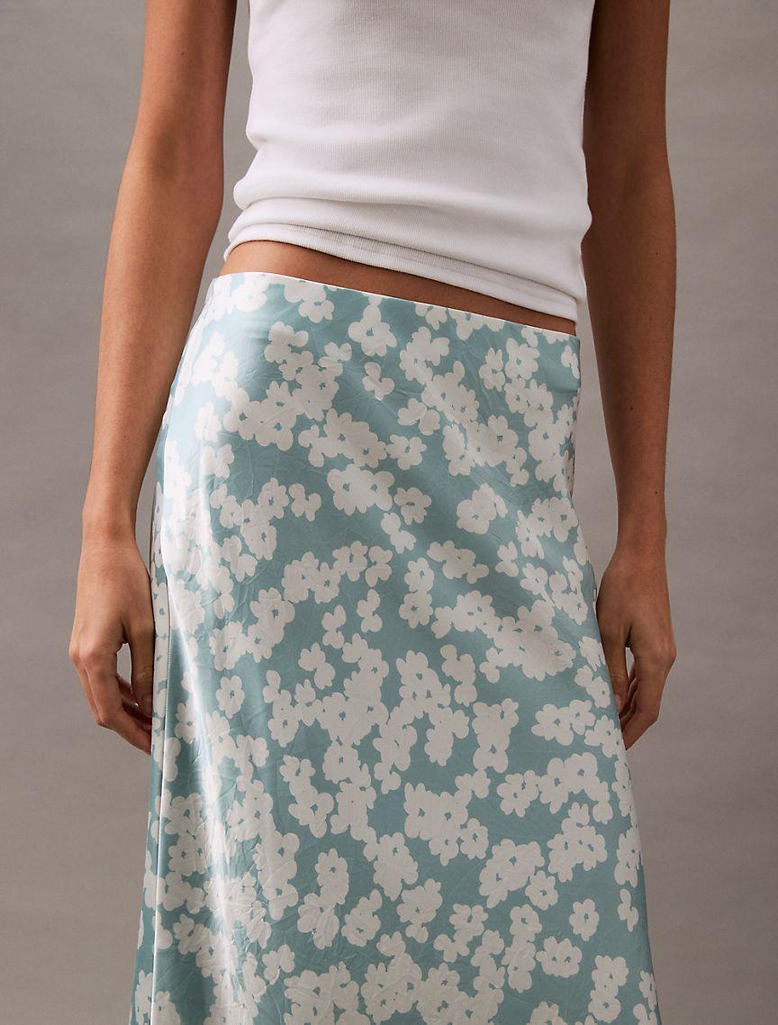Crushed Satin Print Midi Skirt Product Image