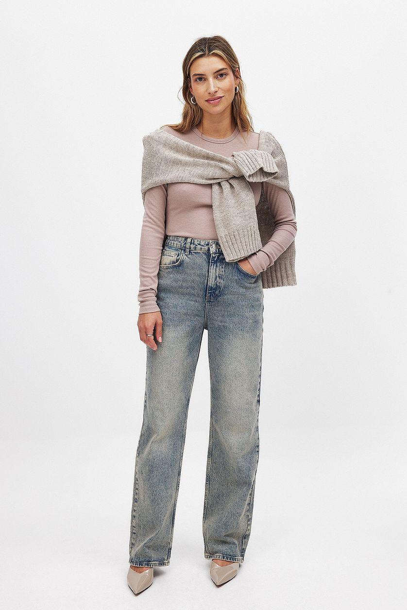 Ribbed Long Sleeved Round Neck Top Product Image