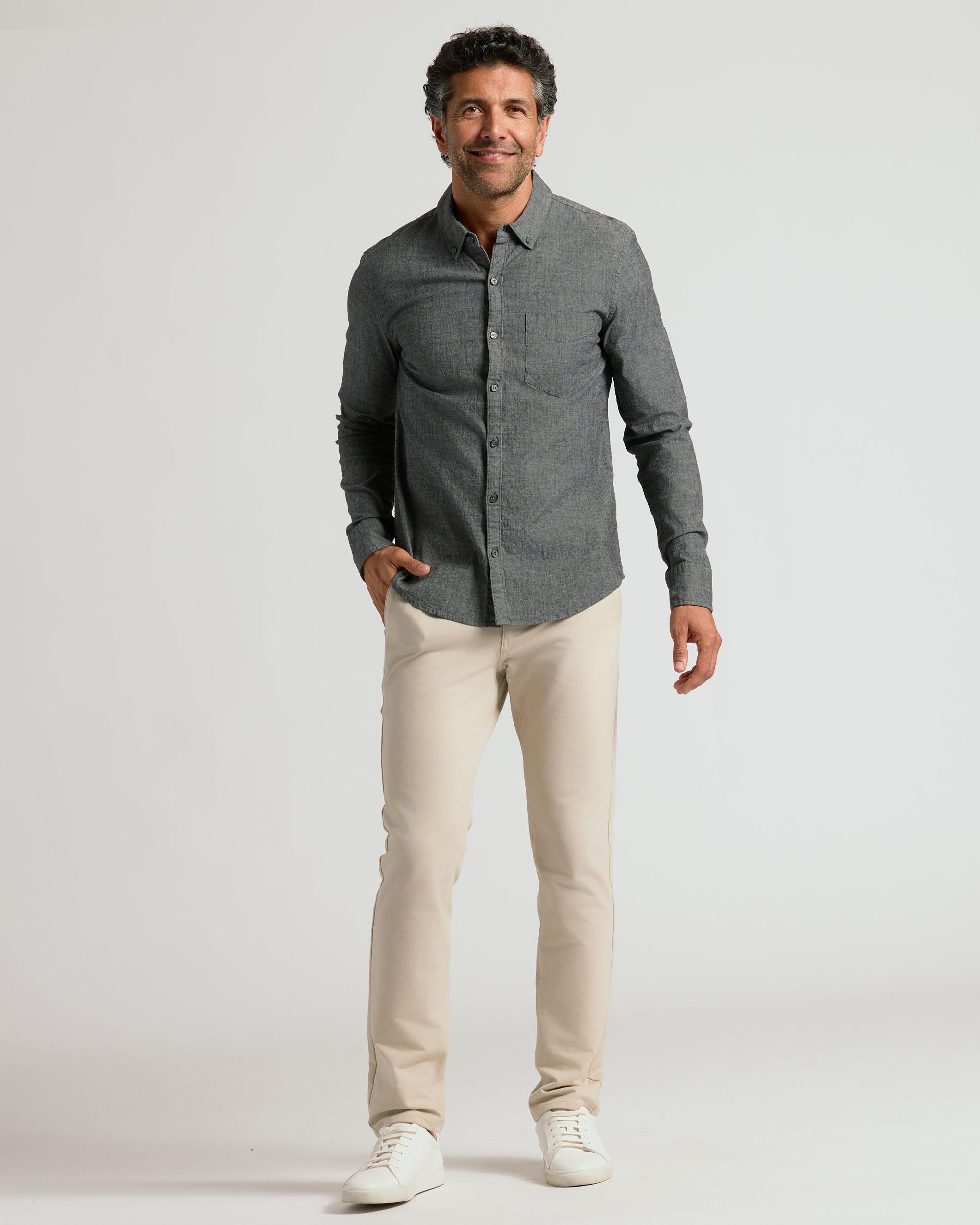 Black Wash Long Sleeve Chambray Shirt Product Image