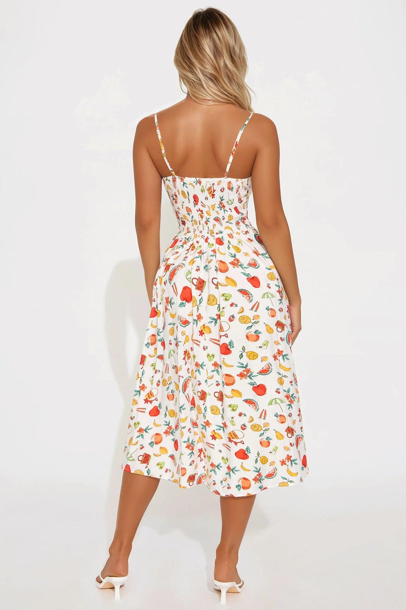 Day At The Beach Corset Midi Dress - Multi Color Product Image