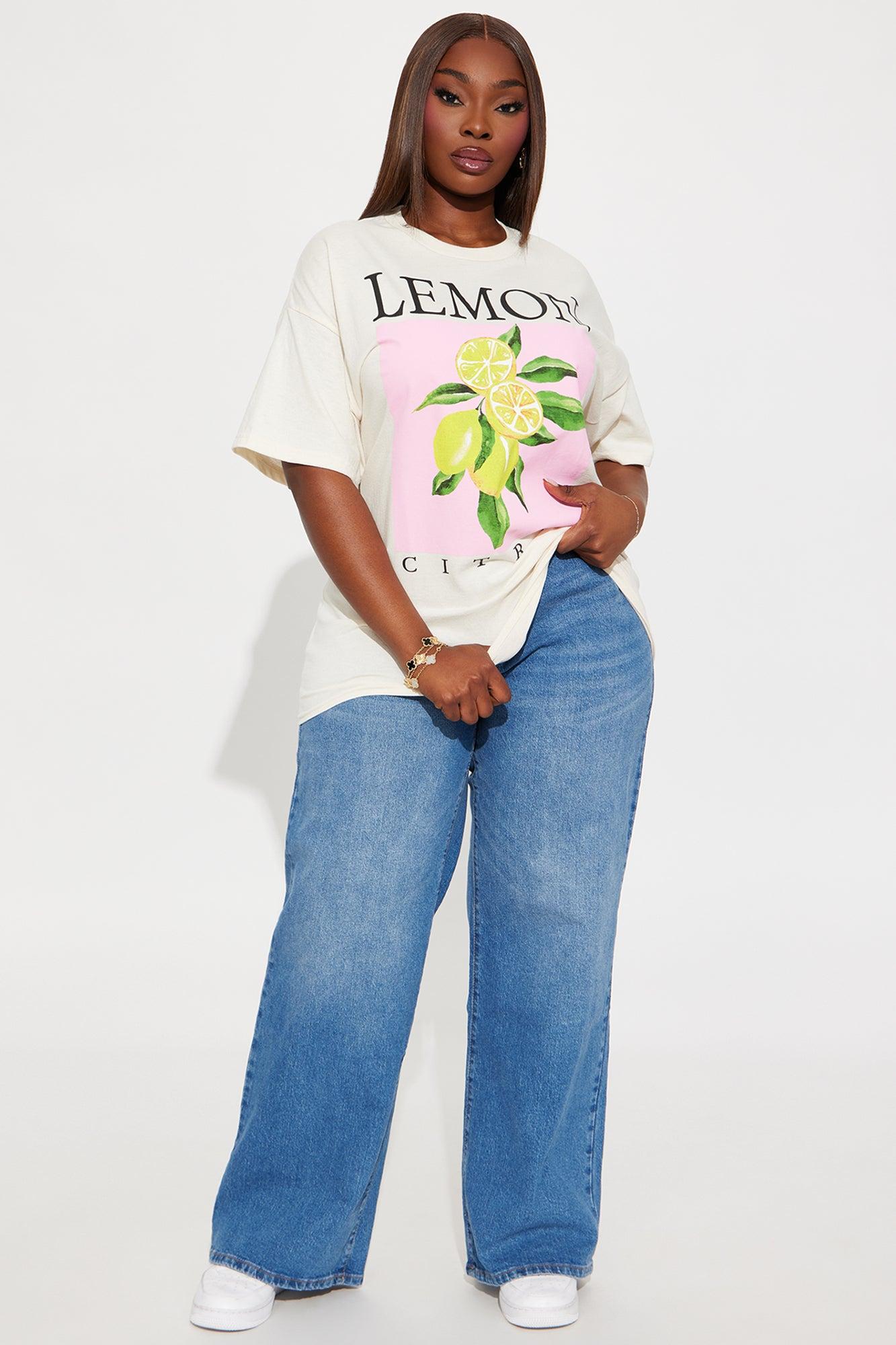 Lemon Citrus Oversized Tee - Natural Product Image